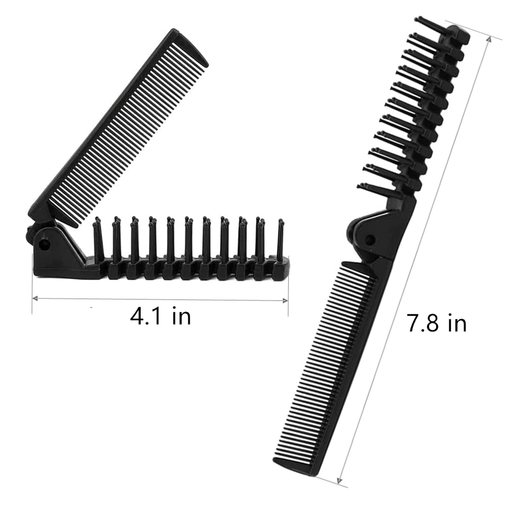FZGLHQQ 4-Pack Folding Hair Brush Set - Portable Travel Hair Comb with Detangling & Anti-Static, Compact Collapsible Pocket Hairbrush (7.8 x 0.5 Inch) - Perfect for Travel, Gym, Office & On-the-Go Styling