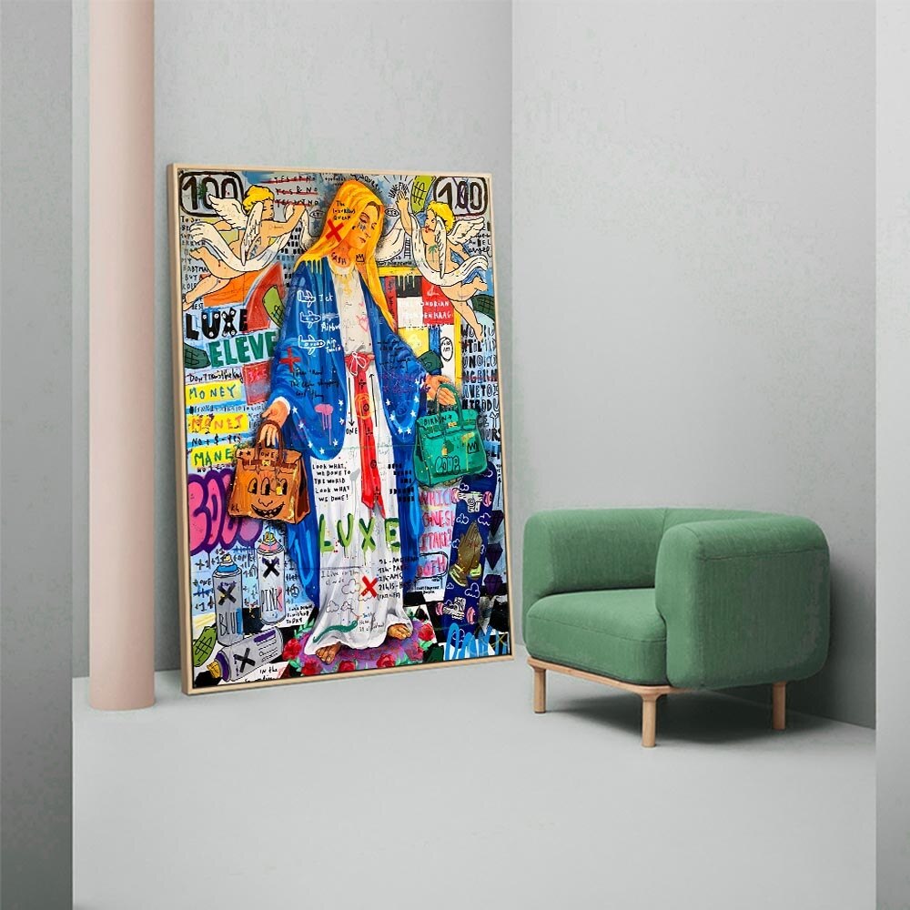 Banksy Virgin Mary Art Print - Unique & Captivating Street Art Masterpiece for Home Decor, Office Wall Art & Gift Ideas