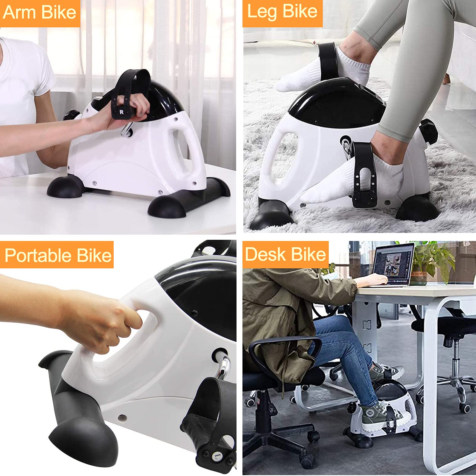 MOMODA Under Desk Bike Pedal Exerciser - Mini Exercise Bike for Leg & Arm Workouts with LCD Display - Portable Home & Office Fitness Equipment for Sedentary Workers & Students
