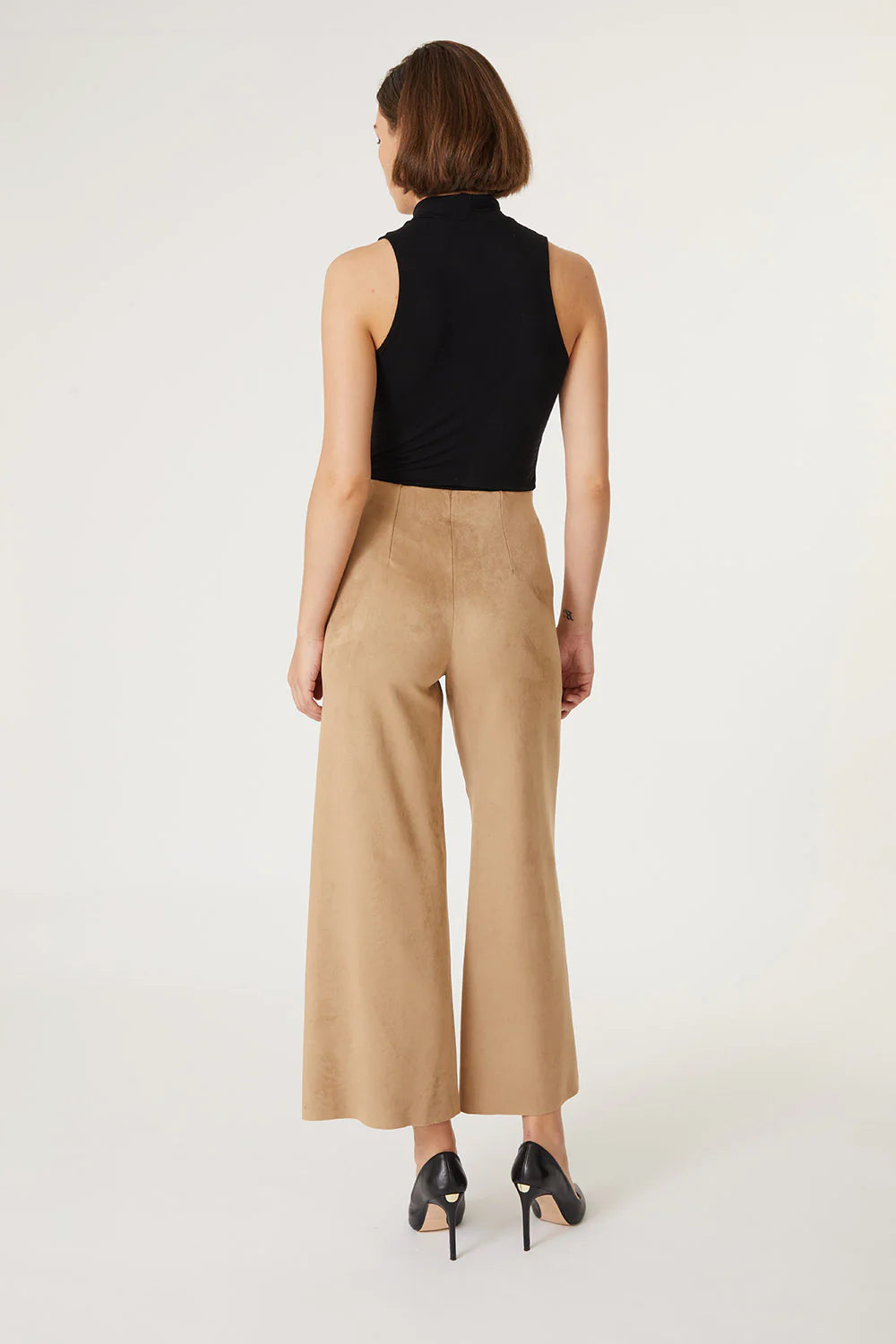 Fiona Faux Suede Wide Leg Pants in Golden - Comfortable High-Waisted Trousers for Women | Perfect for Office, Casual Wear & Night Out