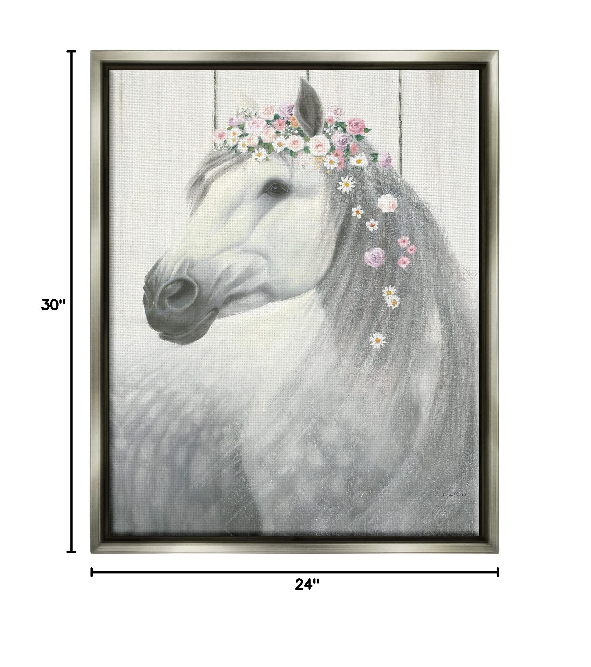 Stupell Industries Spirit Stallion Horse with Floral Crown Wall Art - James Wiens Design - Perfect for Western Home Decor, Nursery, or Equestrian Gifts