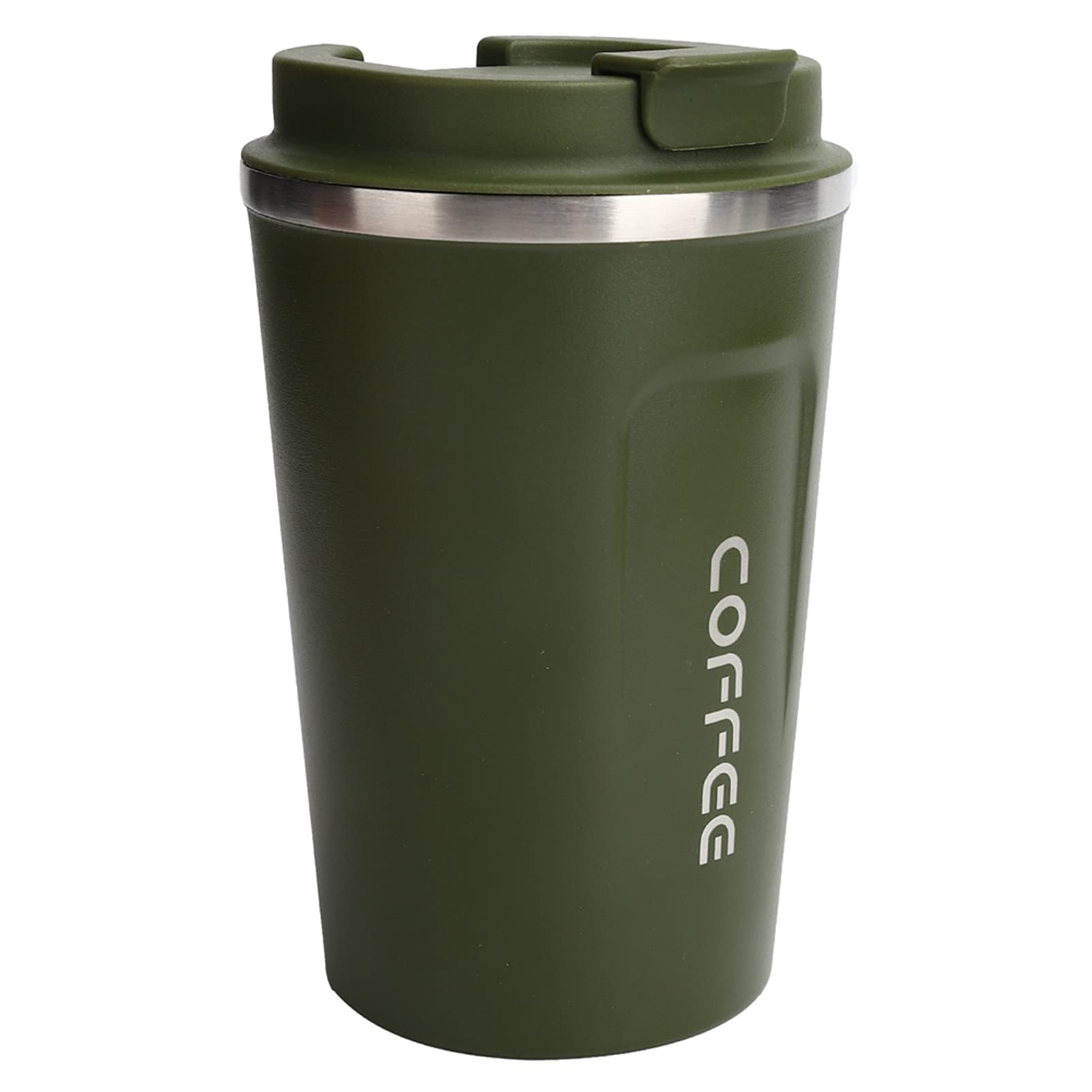 Vacuum Insulated Stainless Steel Coffee Travel Mug - 380ml Double Wall Leakproof Thermos for Hot & Cold Drinks - Portable Car Coffee Cup for Commuting, Office & Outdoor (Green)