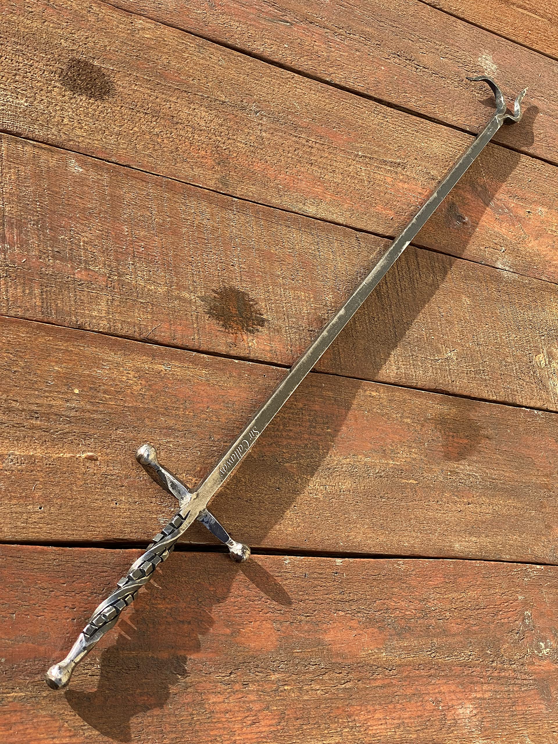 Sturdy Fire Poker with Sword Handle - Perfect Gift for Men, Unique Fireplace Decor - Ideal for Camping, Fireplace Accessories & Outdoor Adventures