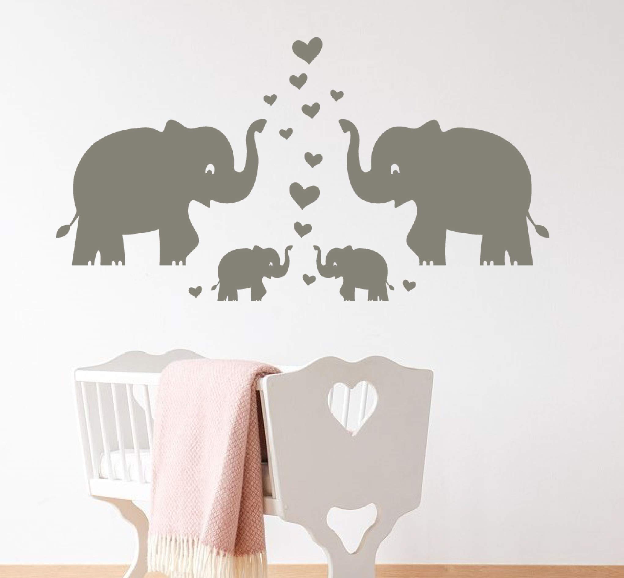 Cute Elephant Wall Decals for Nursery & Kids Room Decor (Grey) - Perfect for Baby's First Room