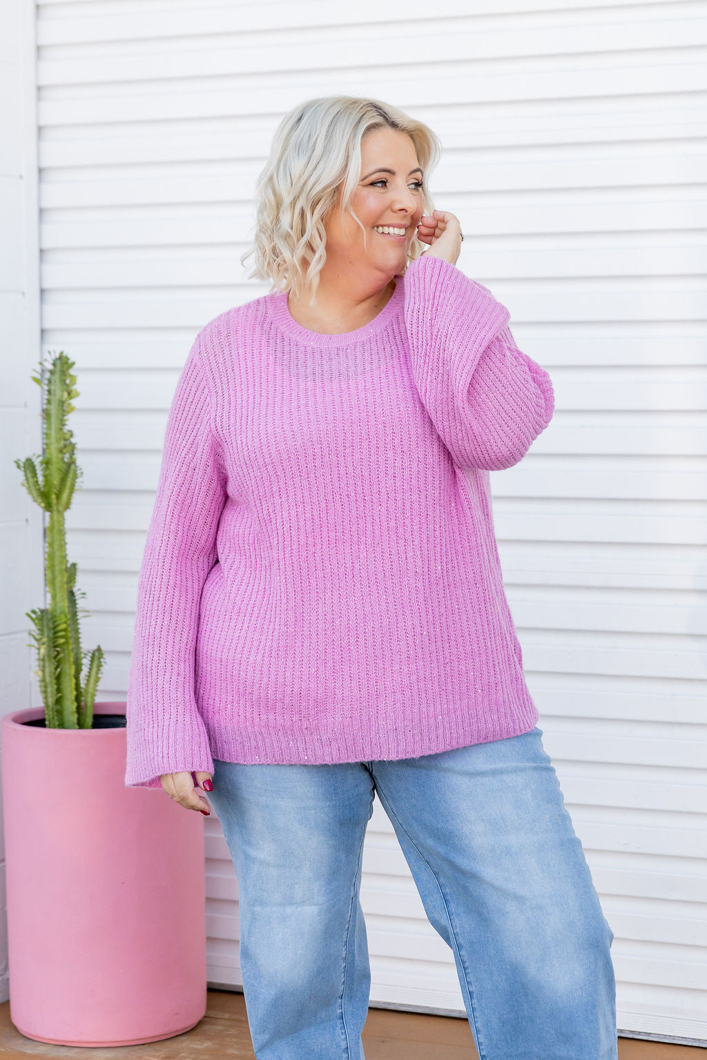 Regina Knit in Sherbet Sparkle - Women's Fashion Knitwear for Casual & Party Wear | Soft & Glittery Sweater for Date Nights & Holiday Outfits