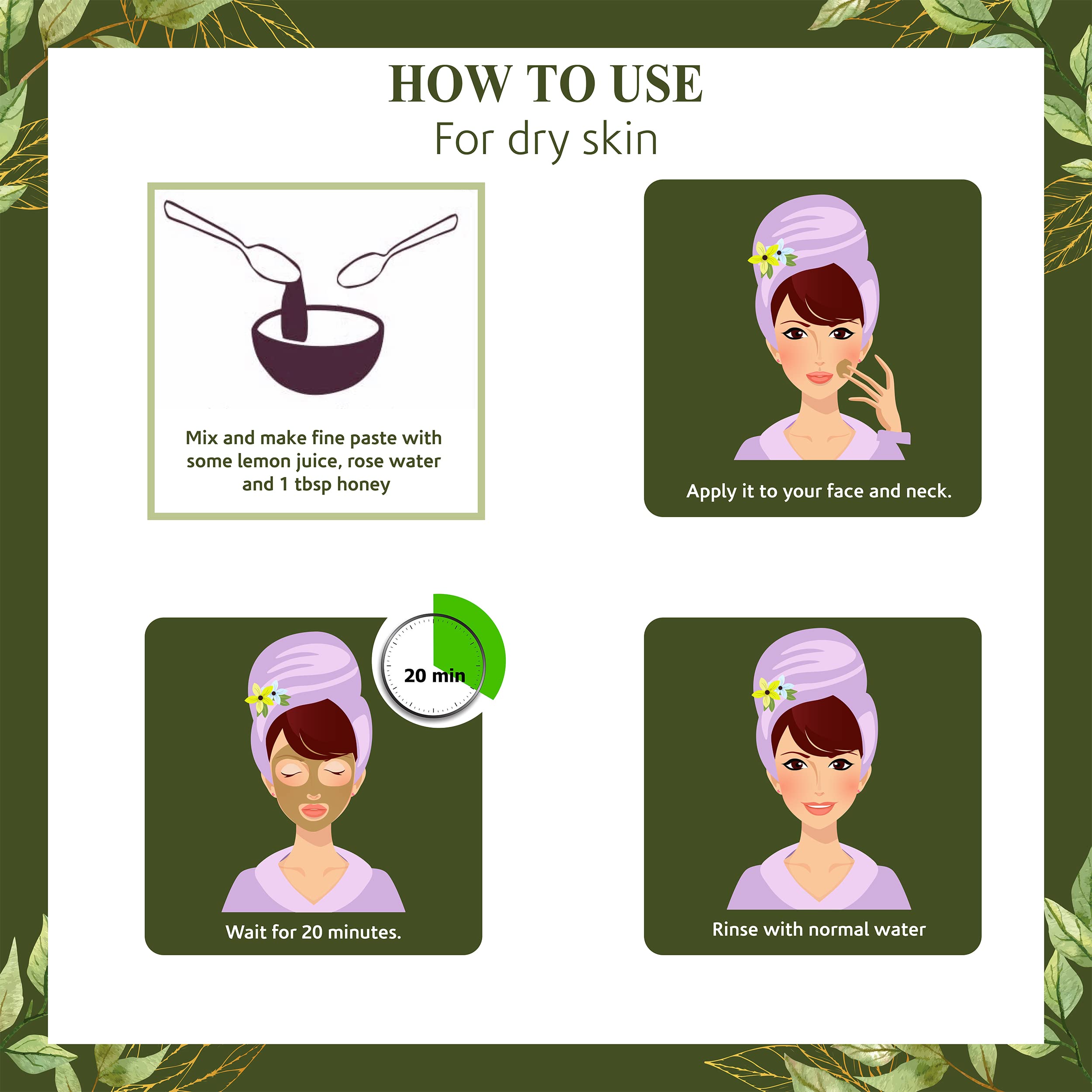 Humanveda Natural Neem Leaf Powder (100g) & Multani Mitti Powder (200g) | Fullers Earth Clay for Acne, Pimples & Dandruff Treatment | Organic Face Mask for Clear Skin & Hair Care | Perfect for Spa Day & Home Beauty Routine