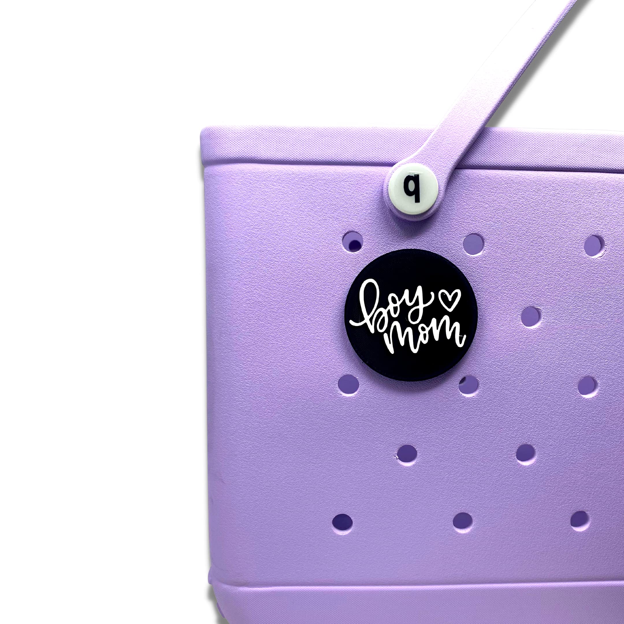 FRESHe BOGLETS - Boy Mom Charm for Bogg Bags & Totes | Decorative Accessory to Personalize Your Beach Bag, Pool Tote or Diaper Bag | Black & White Design | Perfect for Moms, Beach Trips & Pool Parties