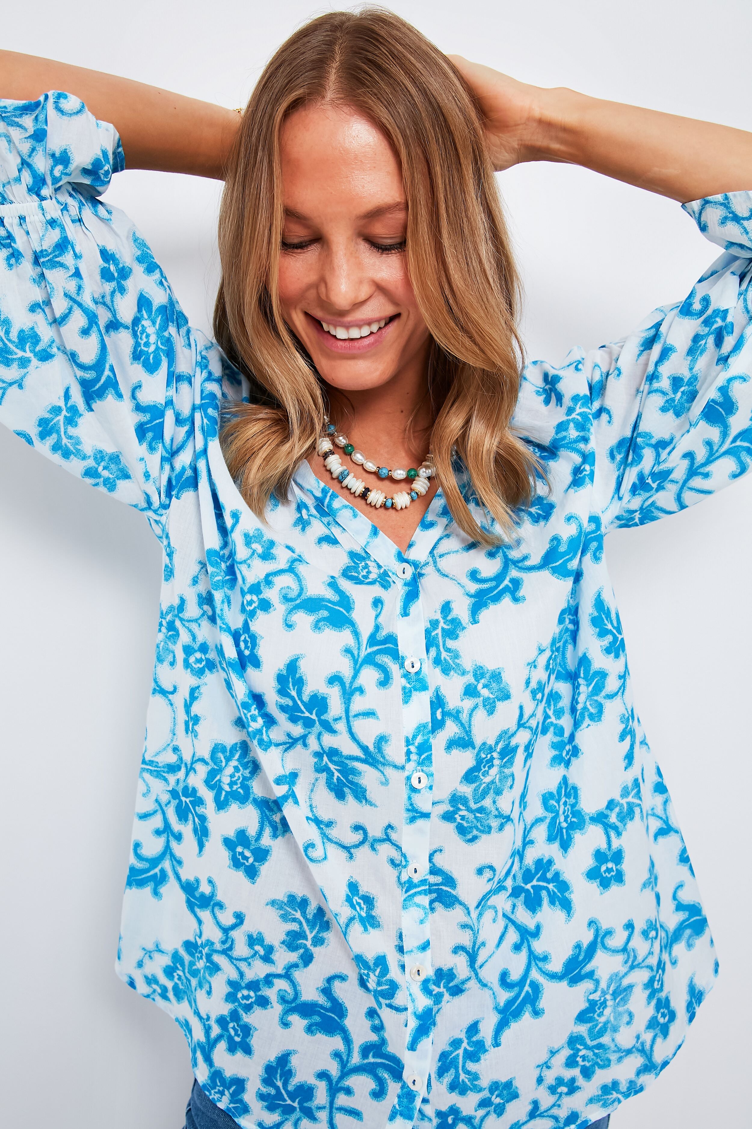 Blue Juliet Rachel Shirt - Women's Fashion Blouse for Work & Casual Wear | Perfect for Office, Dating & Everyday Outfits