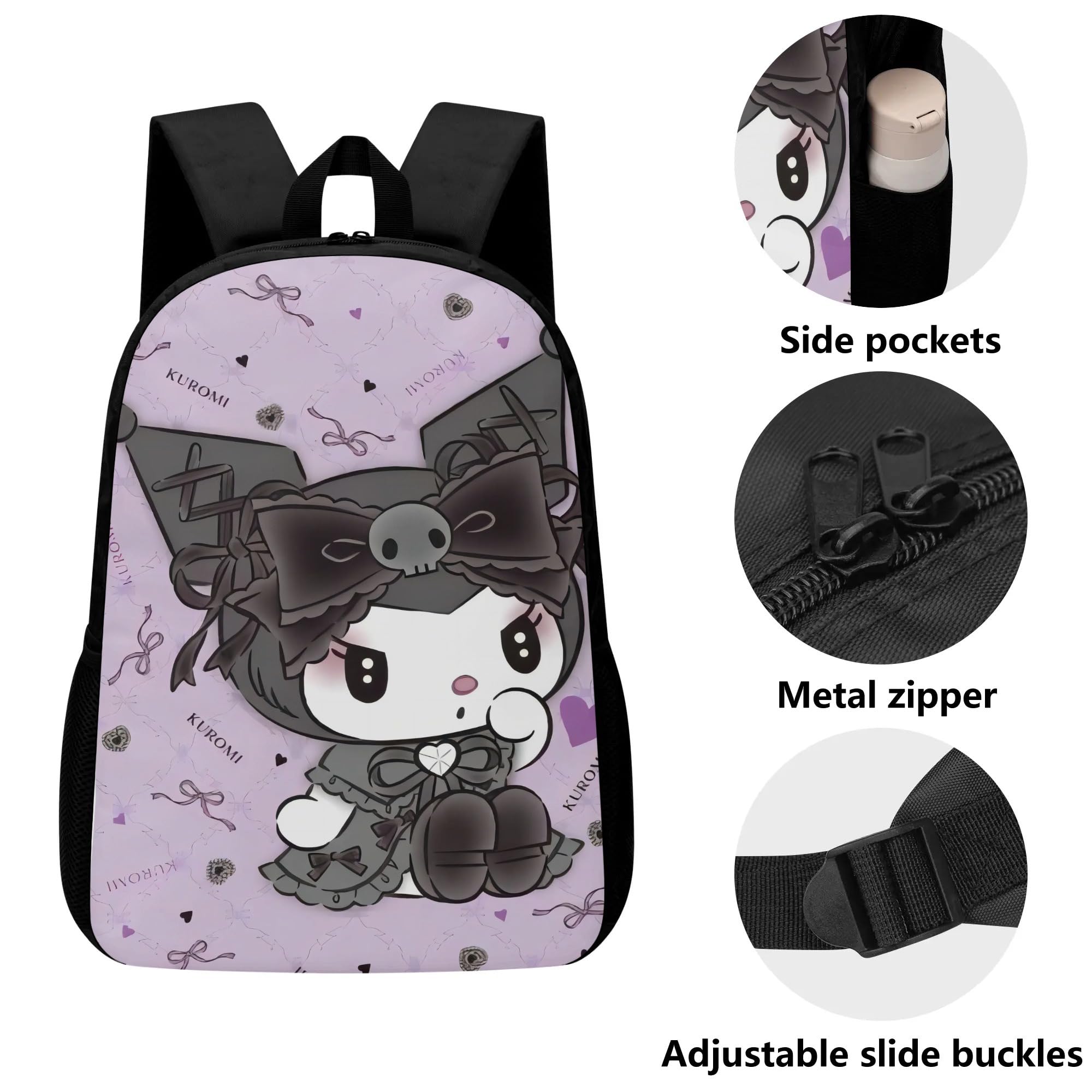 Cute Cartoon Backpack Set for Girls - 17 Inch School Backpack, Insulated Lunch Bag & Pencil Case - Perfect for School, Travel & Daily Use