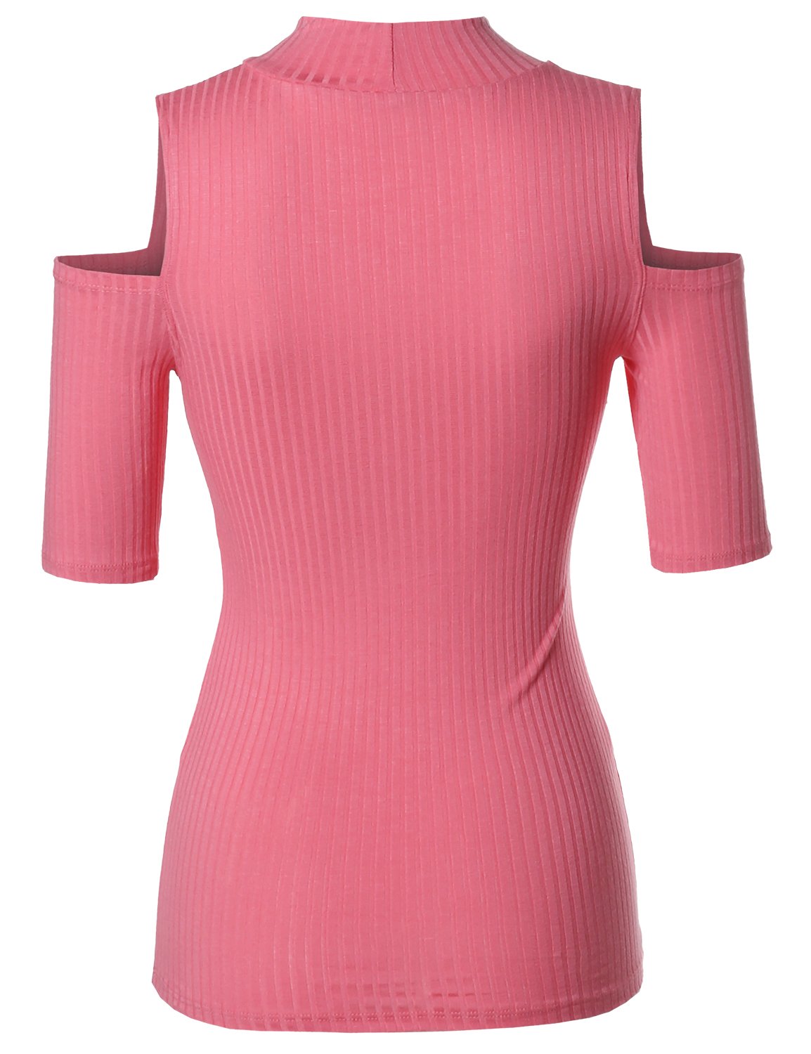 Emma Women's Lightweight Stretch Ribbed Turtleneck Open Shoulder Top - Casual & Sexy Fall Fashion for Date Night, Office Wear & Layering