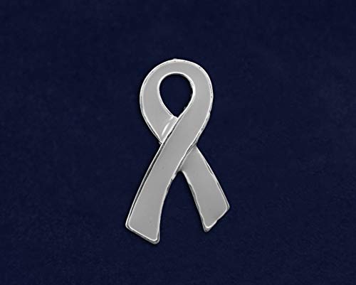 2 Pack Large Flat Parkinson’s Awareness Ribbon Pins - Silver Gray Ribbon Pins for Parkinson’s Disease Support, Fundraising Events & Thoughtful Gifts - Perfect for Charity Walks, Awareness Campaigns & Showing Solidarity