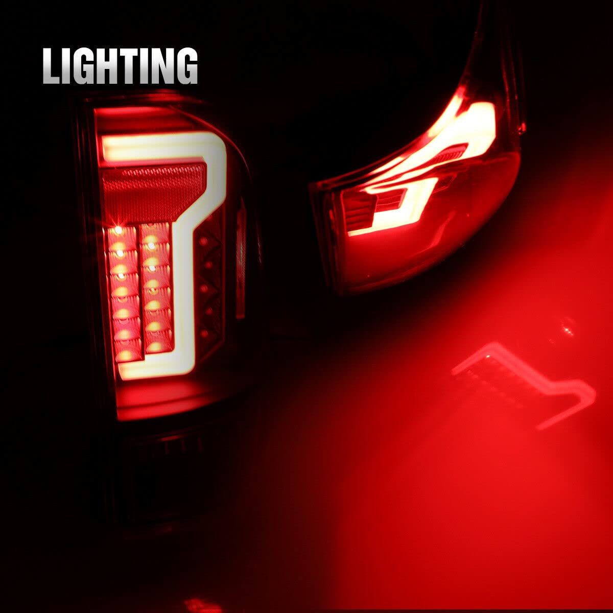 ROXX LED Tail Light Assembly for 2016-2023 Toyota Tacoma - Red Glow Bar Running Lights - Driver & Passenger Side Pair - Upgrade Your Truck's Rear Lighting for Night Driving & Off-Road Adventures