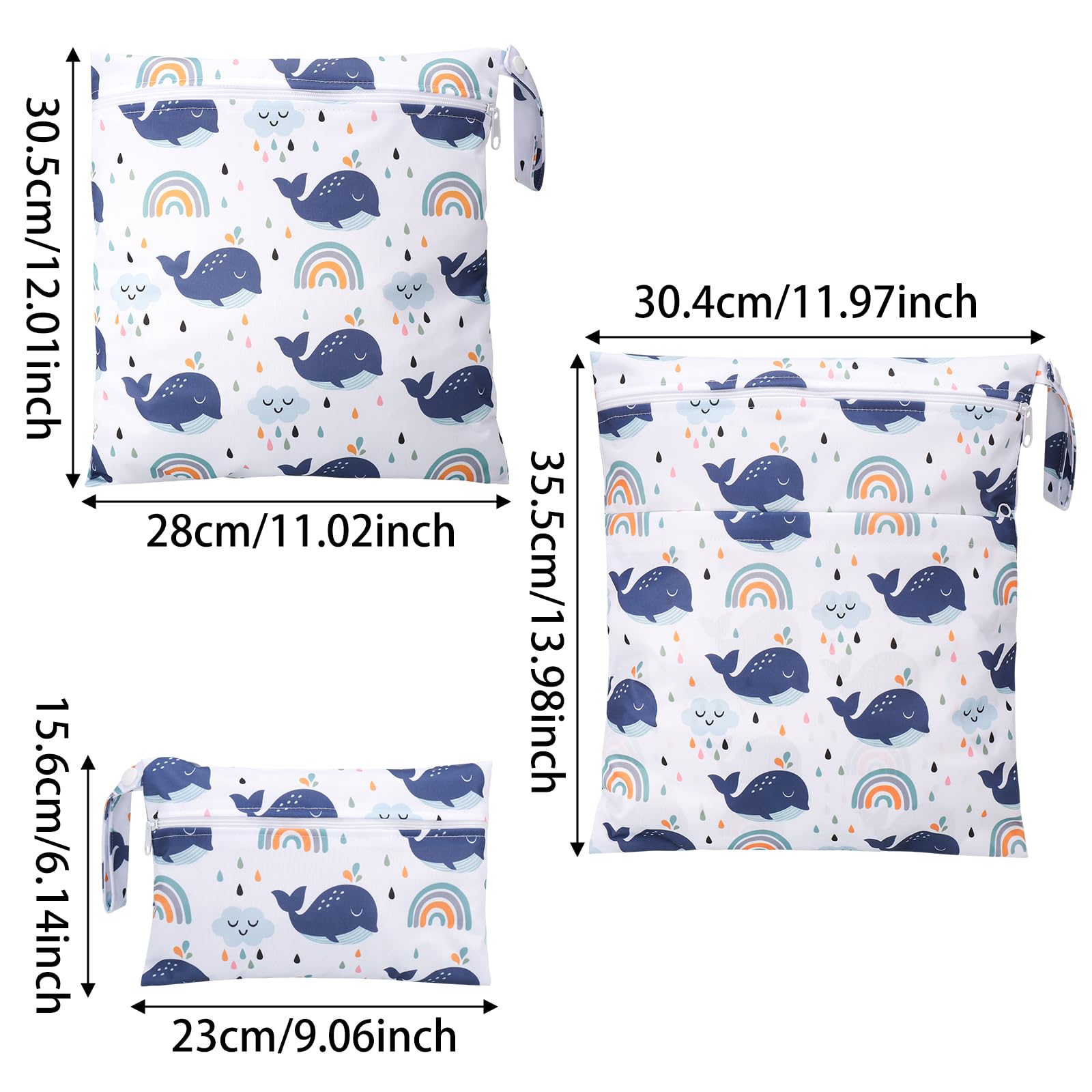 Yimomoyi 3-Pack Waterproof Wet Dry Bags with Zipper - Reusable Swim Diaper Bag for Baby, Gym, Travel & Beach | Perfect for Pool, Workout & Nappy Storage