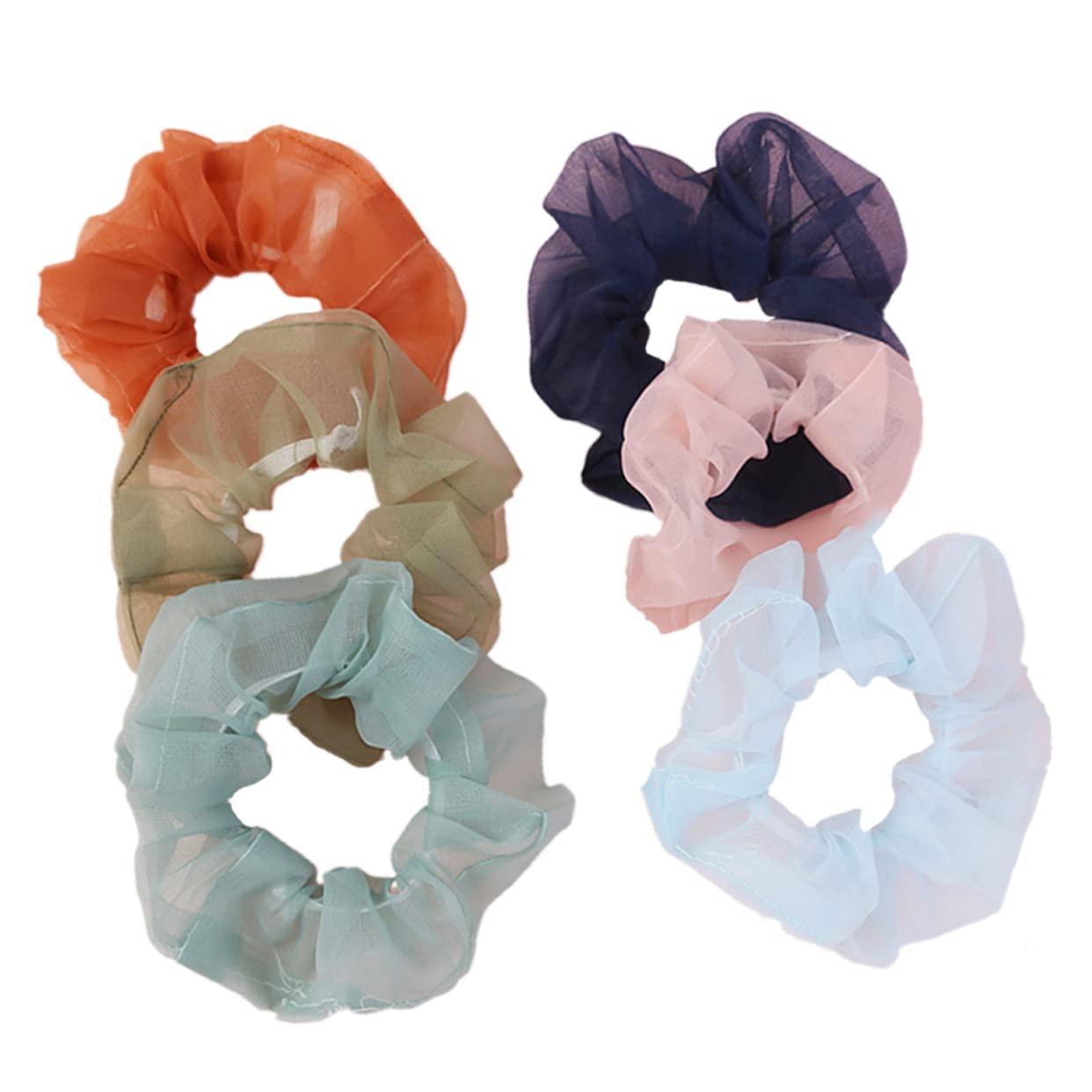 Minkissy 6-Piece Satin Hair Ties Set - Clear Elastic Ponytail Holders, No-Slip Hair Bands & Scrunchies for Women (Solid Colors) - Perfect for Workouts, Office & Everyday Hairstyling