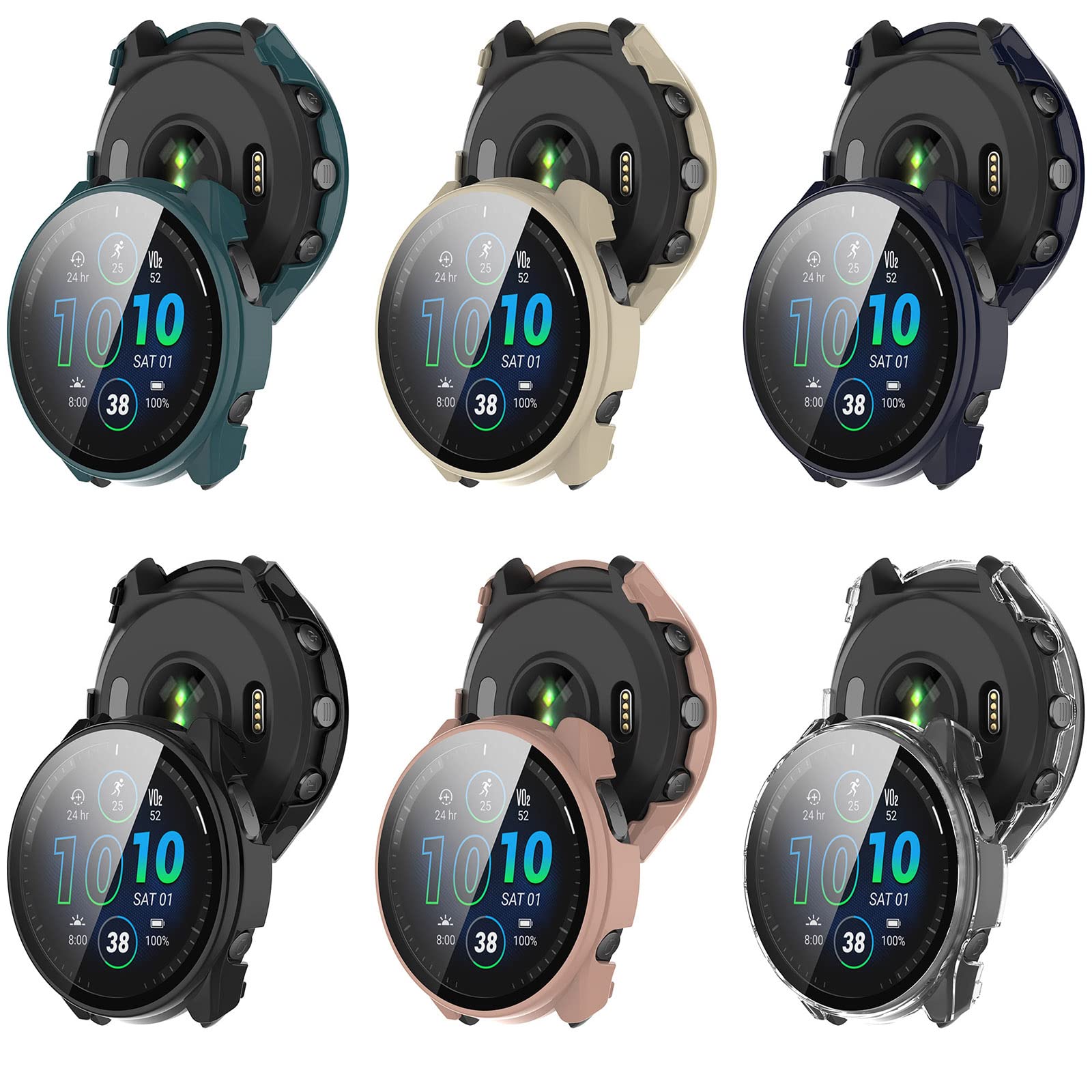 **MOTONG Full Coverage PC Protective Case & Tempered Glass Screen Protector for Garmin Forerunner 965 - Durable, Scratch-Resistant, Shockproof (PC Black) - Perfect for Running, Hiking, and Outdoor Sports**