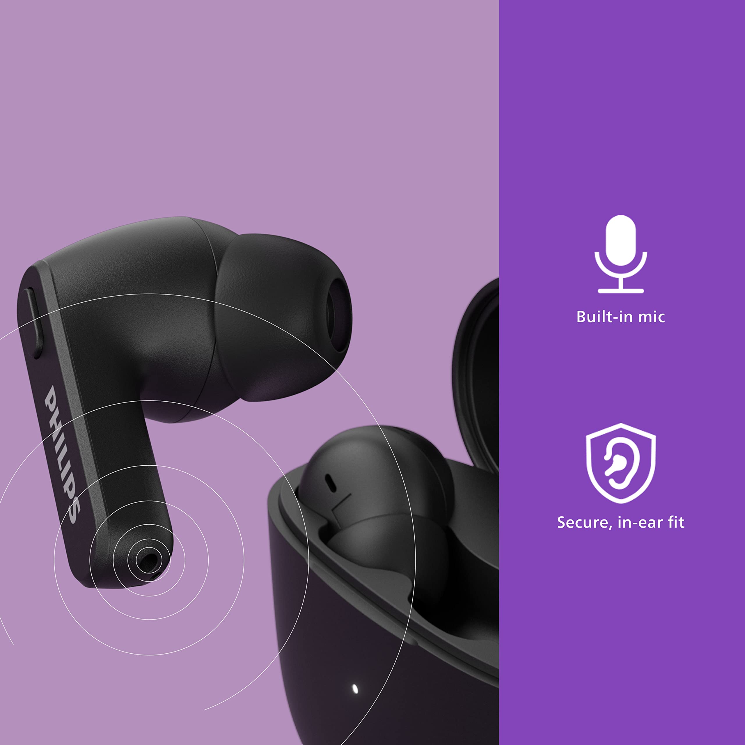 PHILIPS T2206 True Wireless Earbuds with IPX4 Waterproof Rating & Compact Charging Case - Perfect for Running, Gym Workouts & Outdoor Activities