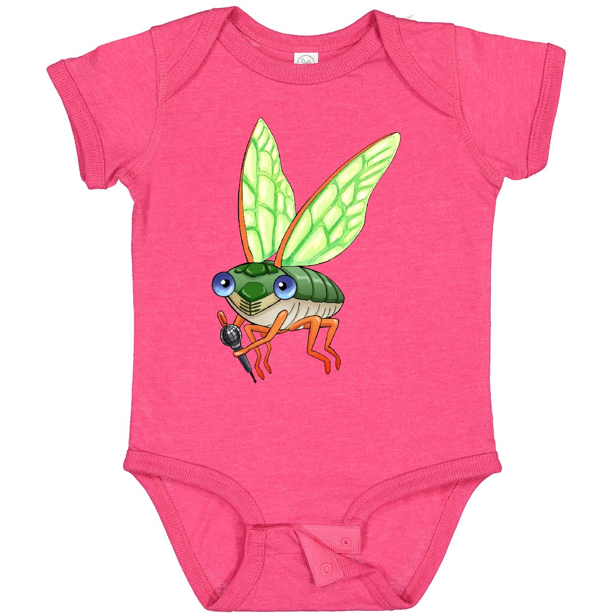 Inktastic Cute Cicada with Microphone Baby Bodysuit - Soft Cotton Onesie for Newborns & Infants - Perfect for Music Lovers, Photo Shoots & Casual Wear