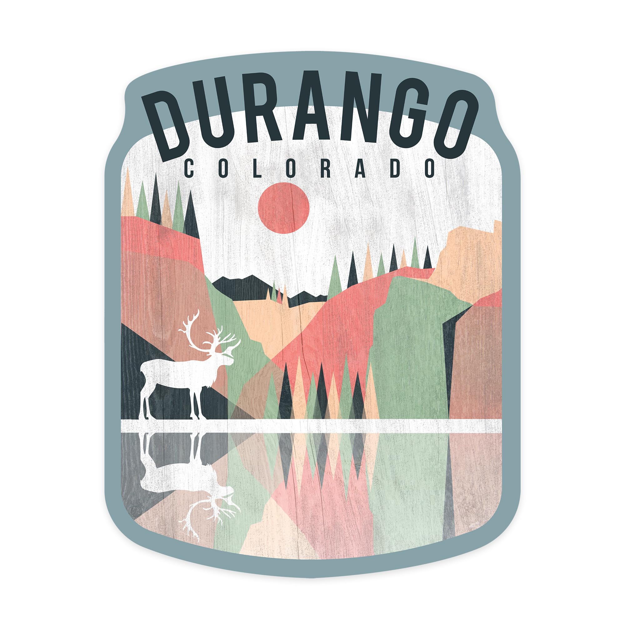 Durango Colorado Elk Die-Cut Vinyl Sticker - 3 to 6 Inch Waterproof Decal with Geometric Opacity Design for Cars, Laptops, Water Bottles & Coolers - Perfect for Outdoor Adventures, Road Trips and Personalizing Your Gear