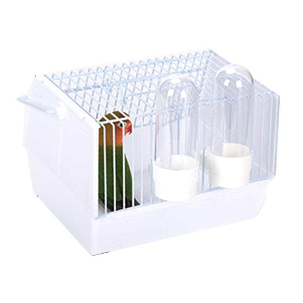 Portable Transparent Bird Travel Carrier Cage for Parrots & Small Birds - Plastic & Wire Design with 2 Feeders - Ideal for Vet Visits, Travel & Outdoor Adventures (White, 1-Pack)