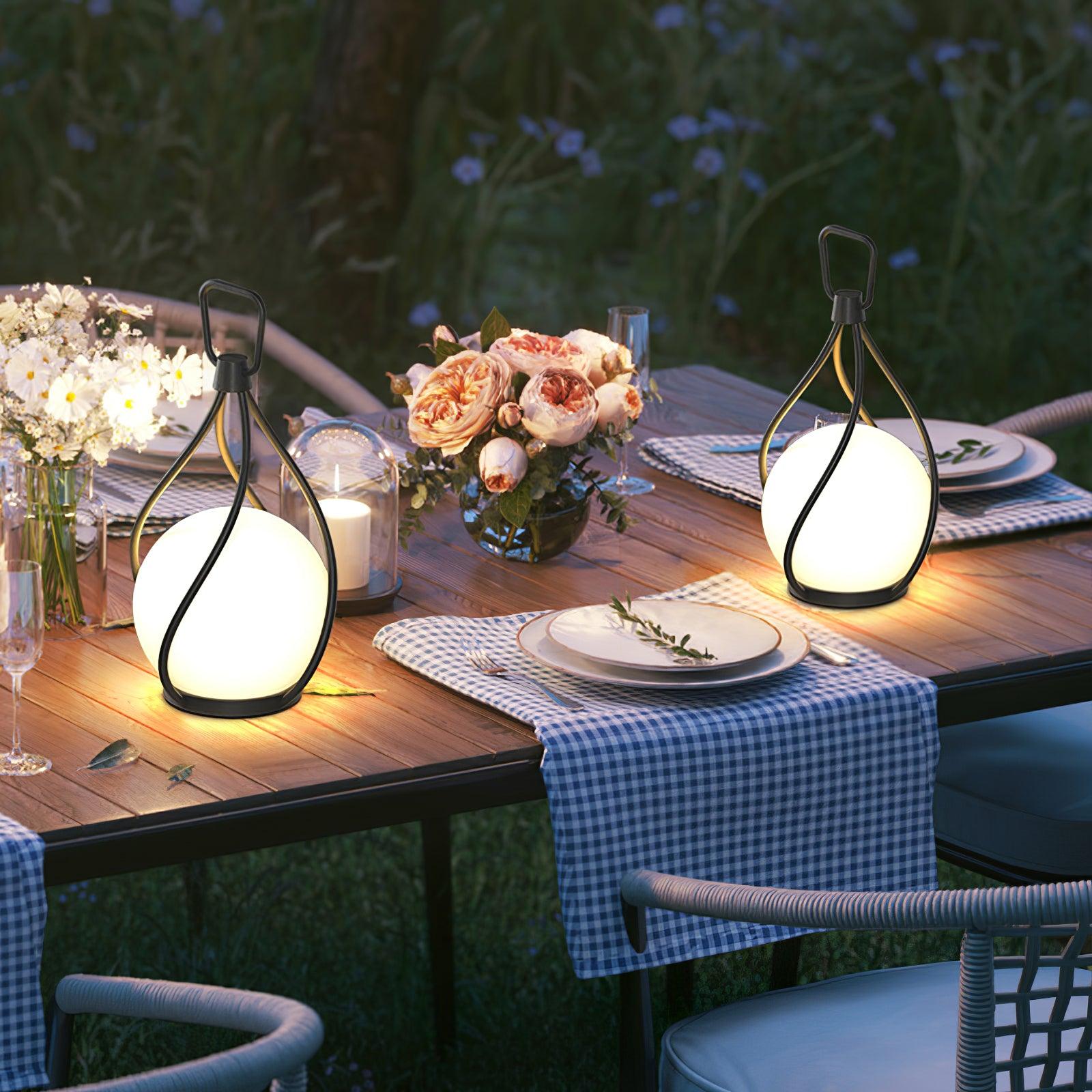 Eclisse Orb Lantern - Rechargeable LED Table Lamp for Indoor/Outdoor Use - Perfect for Camping, Patio, and Home Decor