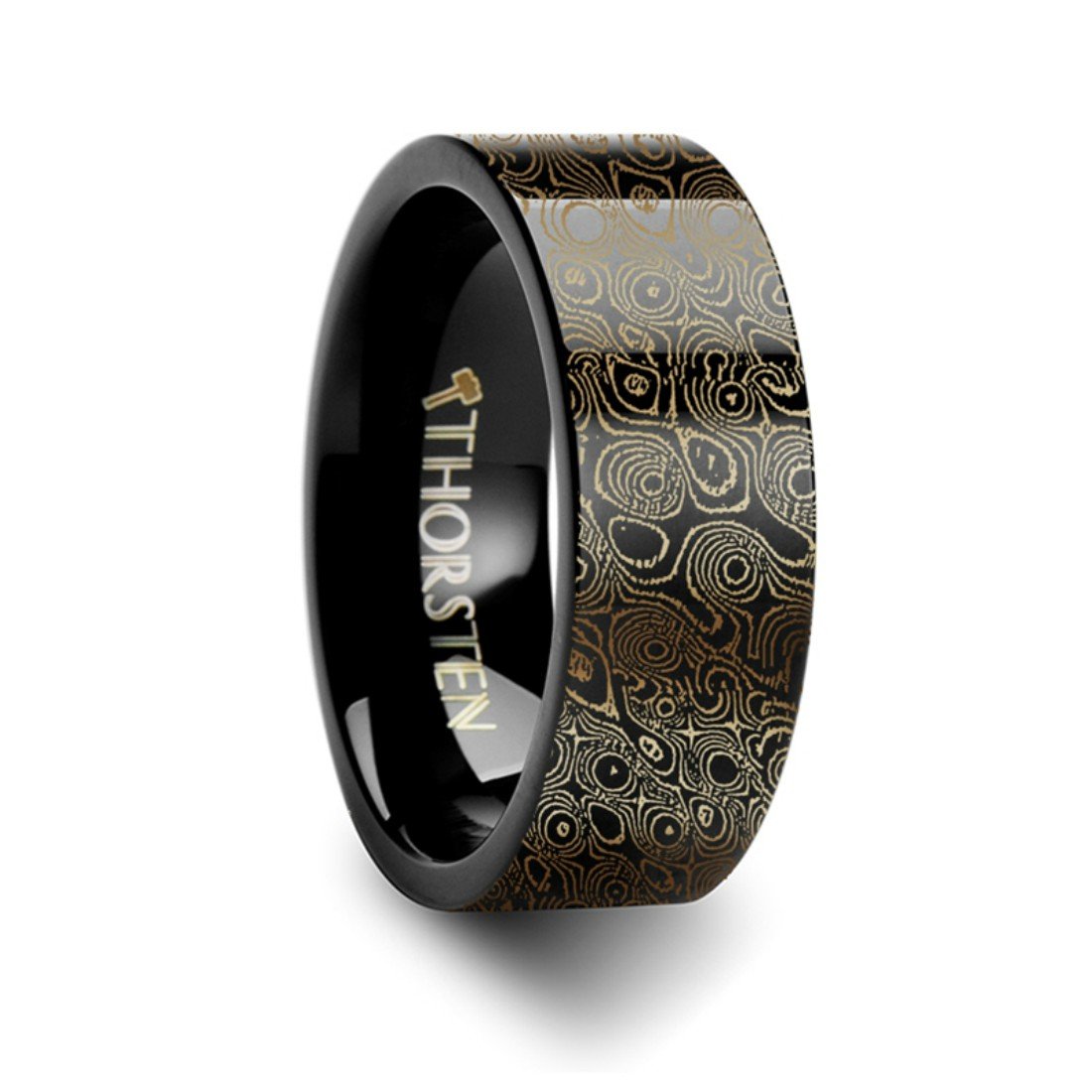 Premium Damascus Steel Black Tungsten Ring - 8mm Wide Wedding Band for Men, Durable & Scratch-Resistant - Perfect for Engagements, Anniversaries, and Everyday Wear