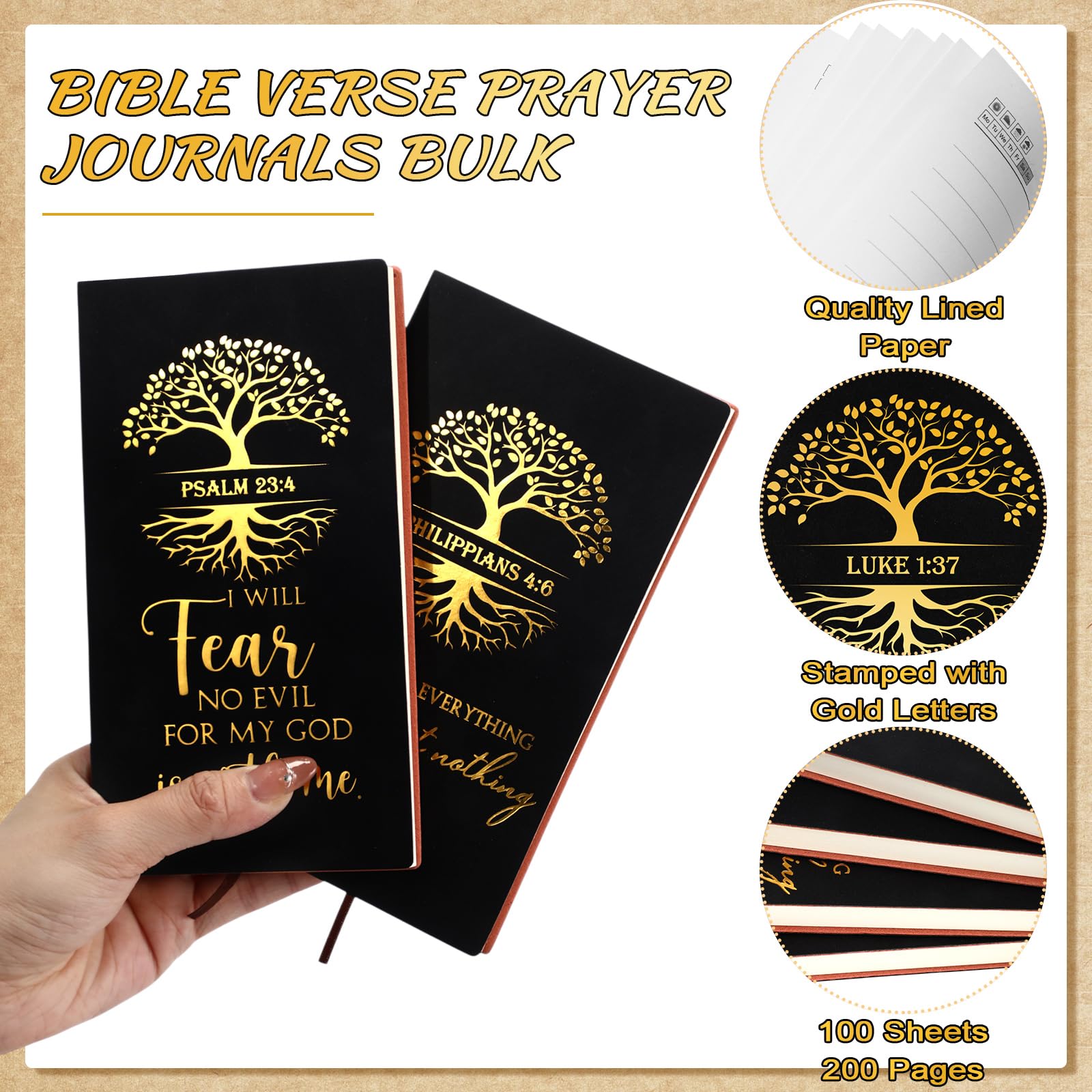 40 Pack Christian Gifts for Women - Bulk Religious Notebooks & Tree of Life Bible Verse Notepads with Motivational Pens, Leather Prayer Journal - Perfect for Pastor's Wife Appreciation, Church Events, Bible Study & Mother's Day Gifts (Black)