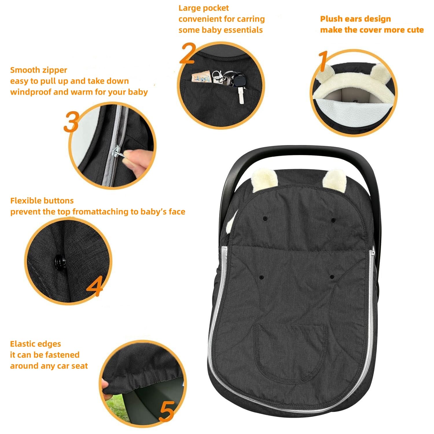 **Winter Baby Car Seat Cover - Universal 2-in-1 Infant Car Seat Protector for Boys & Girls - Soft & Warm All-Season Car Seat Liner - Perfect for Strollers, Shopping, and Travel**