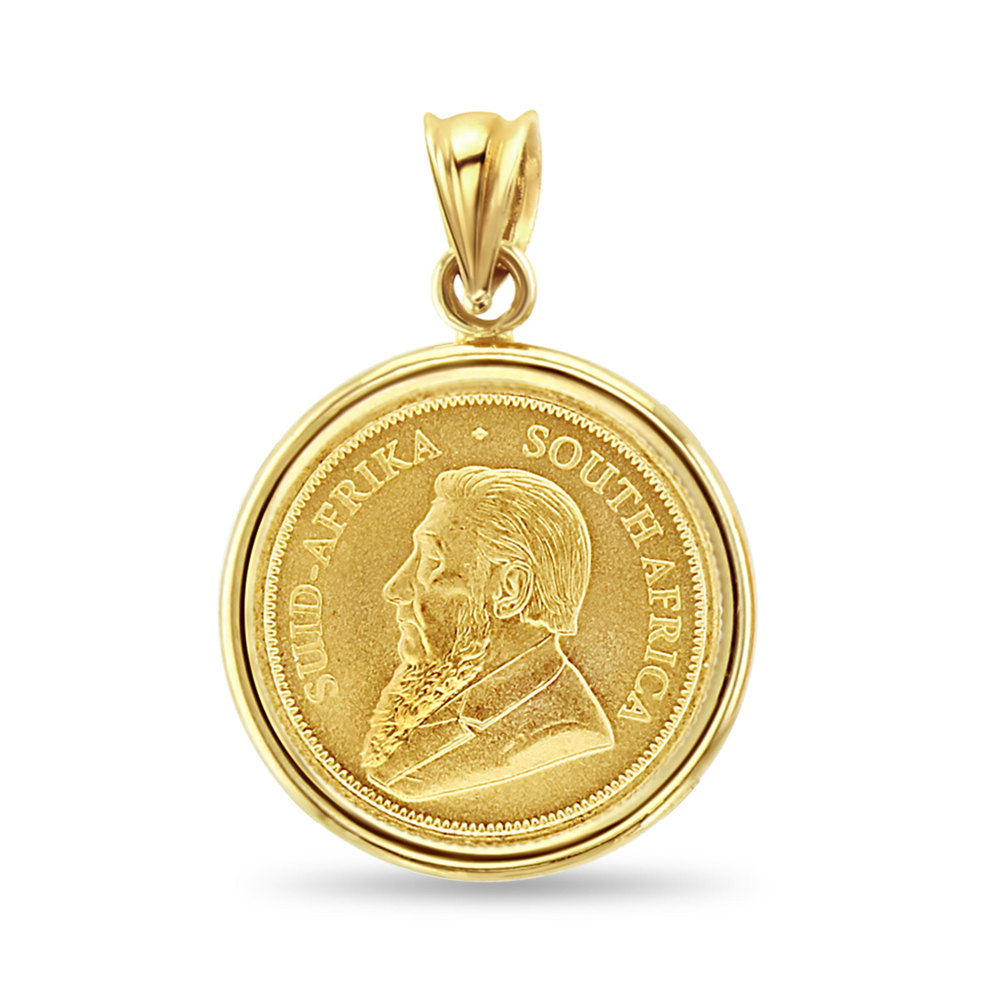 1/10 oz South African Krugerrand Gold Coin Necklace - Elegant Jewelry for Women & Men - Perfect for Gifts, Parties & Everyday Wear