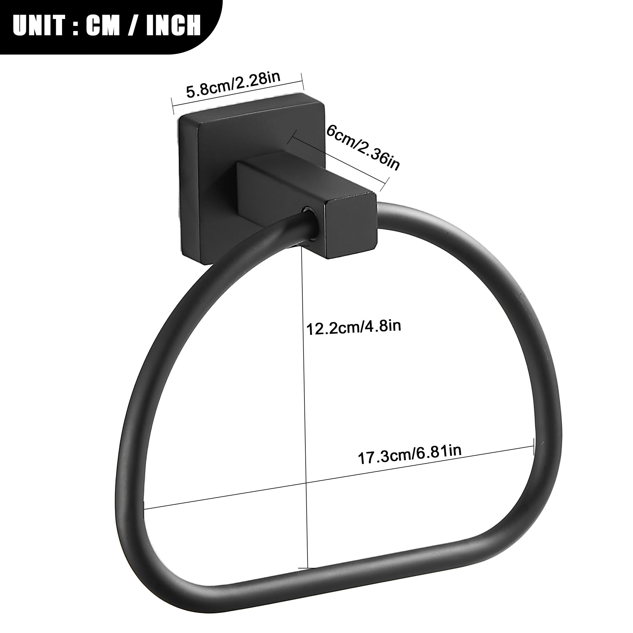 Modern Matte Black Wall Mounted Hand Towel Holder - Half Round Bathroom Towel Ring for Kitchen & Bathroom - Durable Stainless Steel Towel Hanger for Home, Spa, Hotel (Set of 2) - Perfect for Guest Bathrooms & Powder Rooms