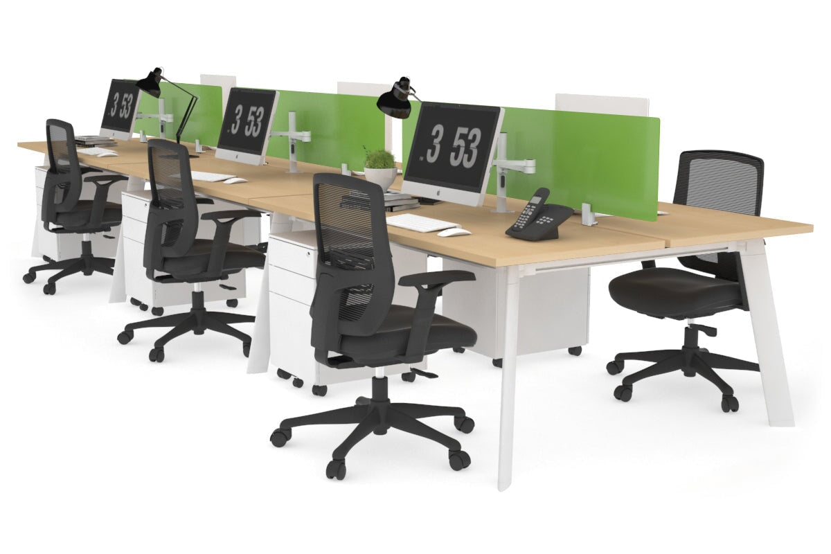 6-Person Switch Workstation with White Frame - 1200L x 700W Dimensions - Ideal for Office, Conference Room, or Collaborative Workspace