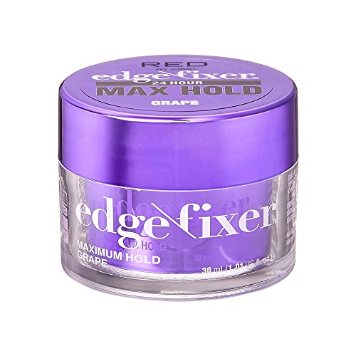 Red by Kiss Edge Fixer 24 Hour Maximum Hold Edge Wax - No Flaking Hair Gel with Biotin B7 - 1.01 fl.oz Grape Scent - Perfect for Sleek Hairstyles, Baby Hairs & Flyaways Control