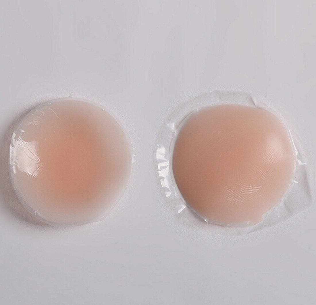 Flyusa 4 Pairs Natural Round Silicone Reusable Adhesive Bra Straps - Invisible Nipple Covers for Women, Comfortable Backless & Strapless Support - Perfect for Wedding Dresses, Tanks, Swimsuits & Summer Outfits