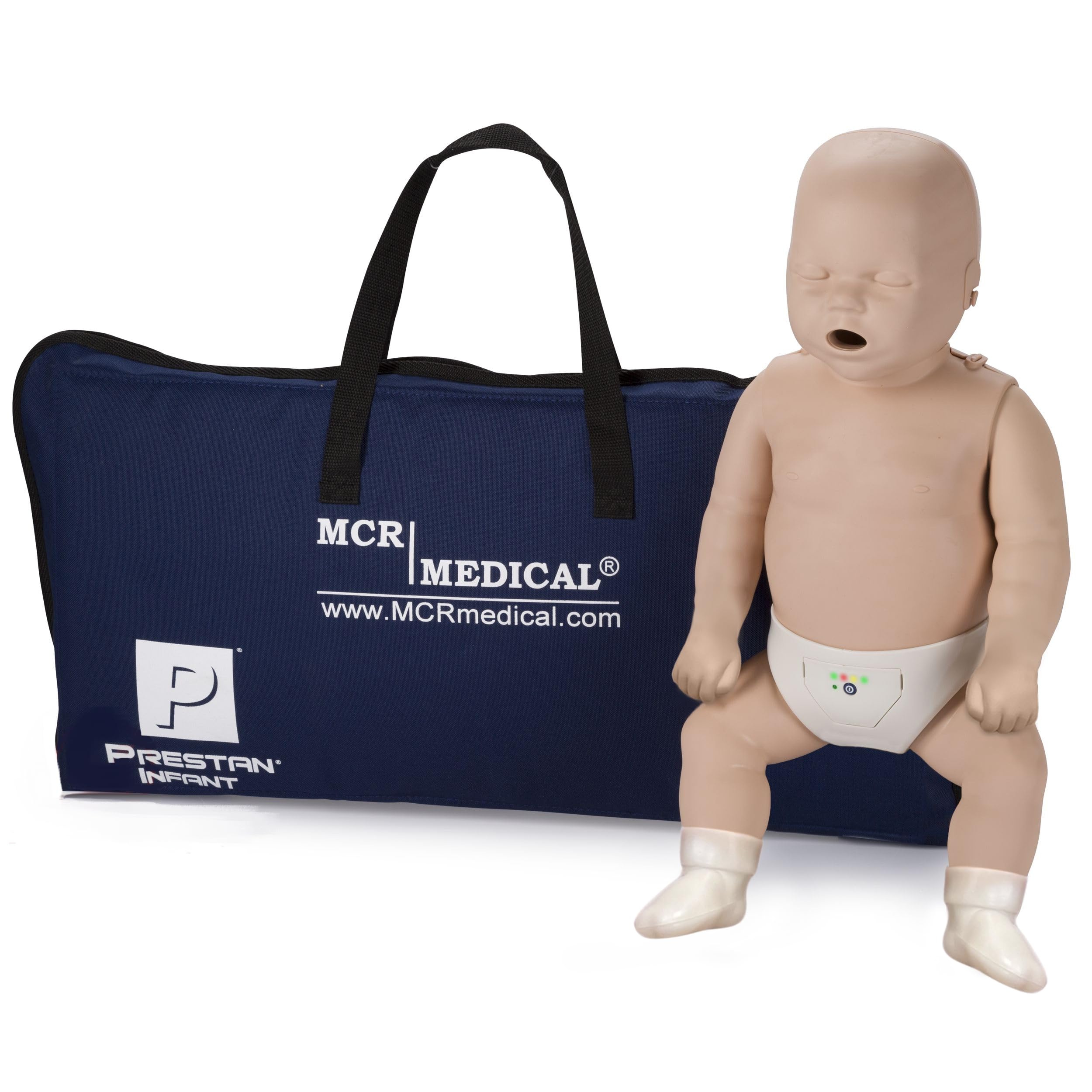 Prestan Professional Infant CPR Training Manikin with Real-Time Rate Monitor - Medium Skin Tone - MCR Medical Certified - Perfect for CPR Classes, First Aid Training & Emergency Preparedness