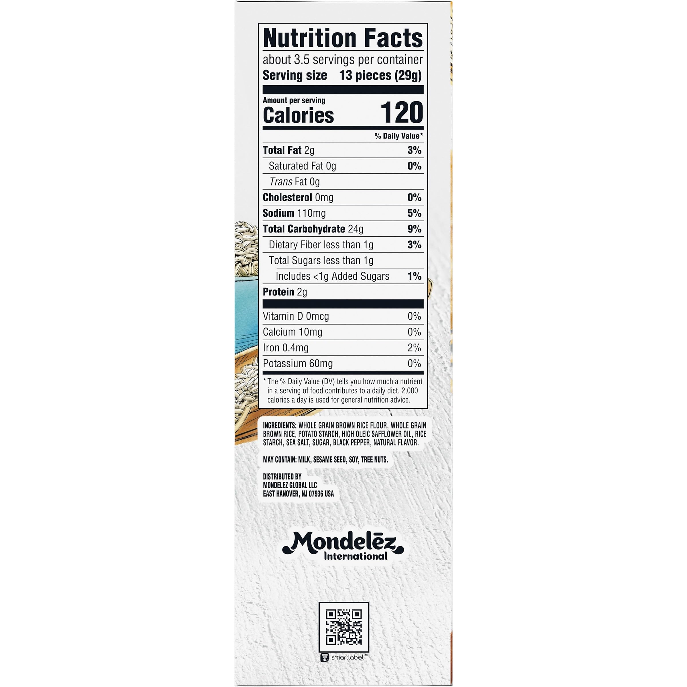 Gluten Free Sea Salt & Pepper Rice Snacks - Healthy Crackers for Adults & Kids, 3.5 oz - Perfect for Office Snacks, School Lunches & On-the-Go Travel