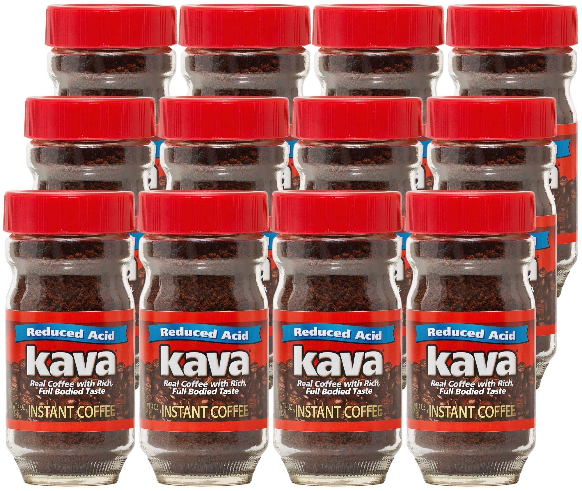 Organic Kava Acid-Neutralized Instant Coffee Powder - 4oz (Pack of 12) | Stress Relief & Relaxation Drink | Perfect for Work, Travel & Evening Relaxation