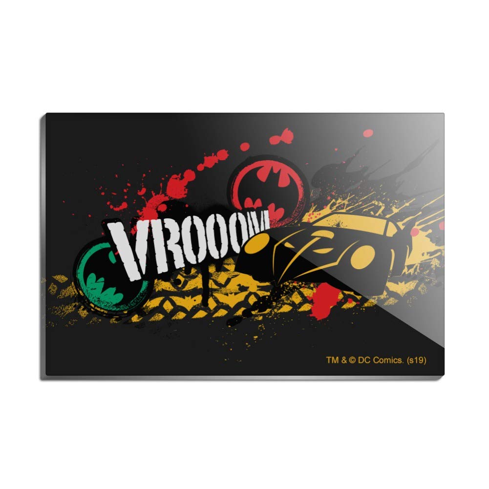 Batman Batmobile VROOOM Acrylic Fridge Magnet - Strong Rectangle Refrigerator Decorative Magnet for Superhero Fans, Home & Office Use - Perfect for Fridge, Locker & Metal Surfaces