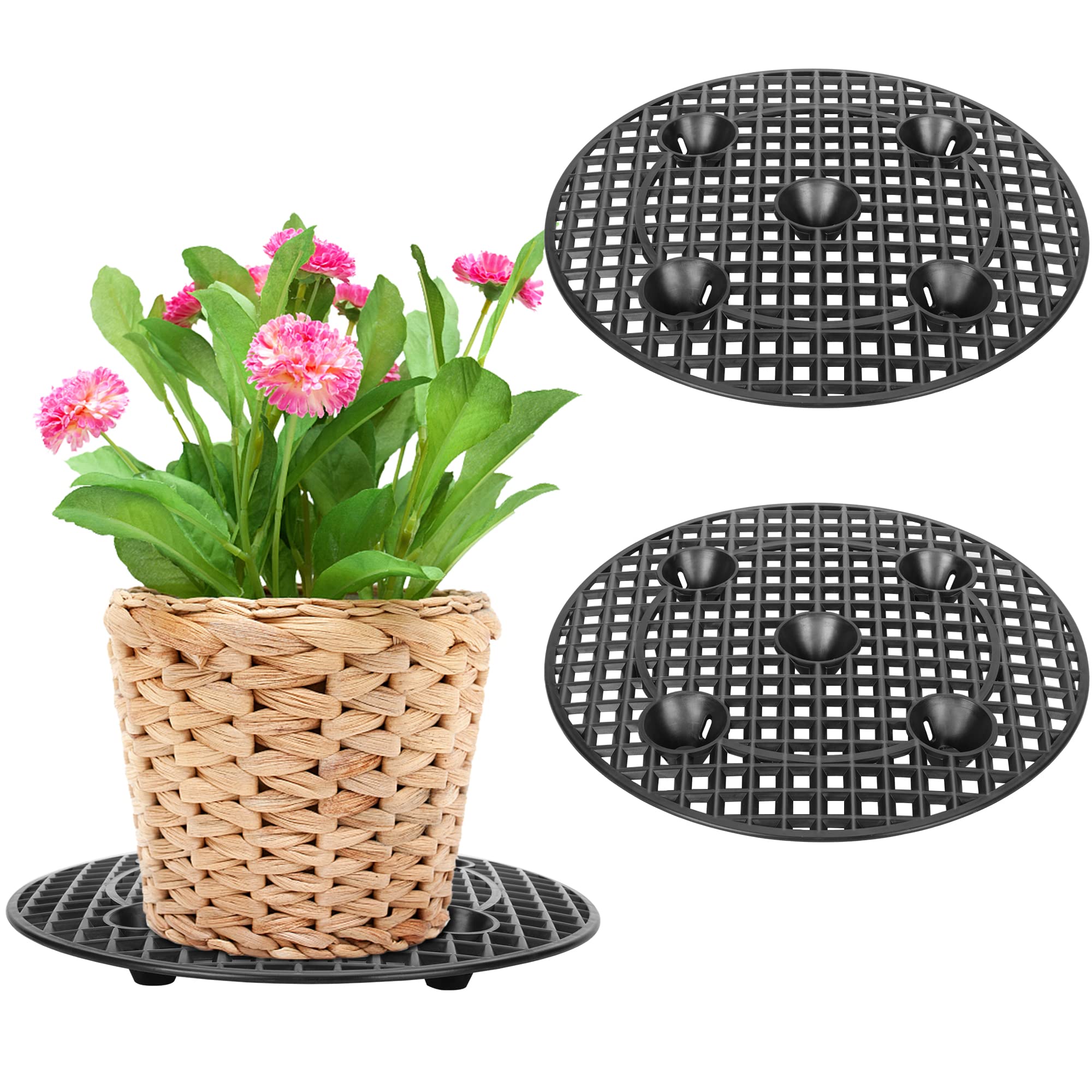 Moonoom 2-Pack 12 Inch Large Plant Stand Elevators - Heavy Duty Pot Risers for Outdoor Potted Plants, Deck, Patio, Garden, and Indoor Use - Perfect for Drainage and Air Circulation