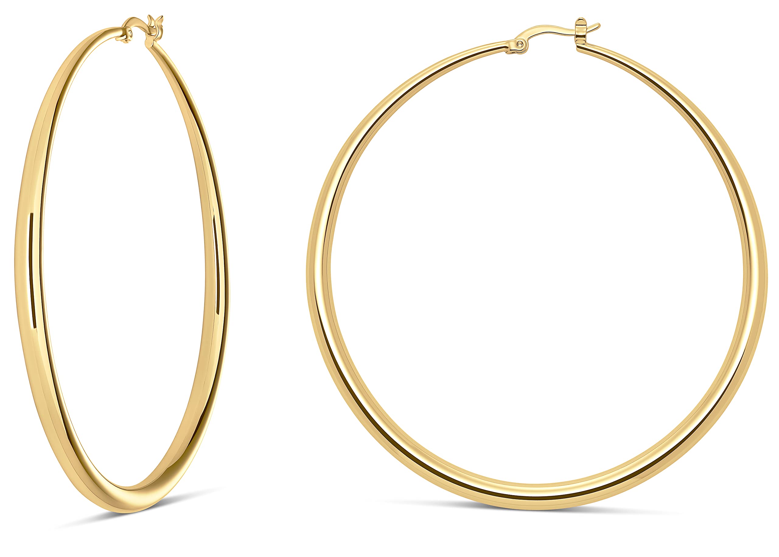 14K Gold Hoop Earrings for Women - Sterling Silver & Rose Gold Graduated Curved Hoops | Elegant Everyday Jewelry, Perfect for Work, Date Night & Special Occasions
