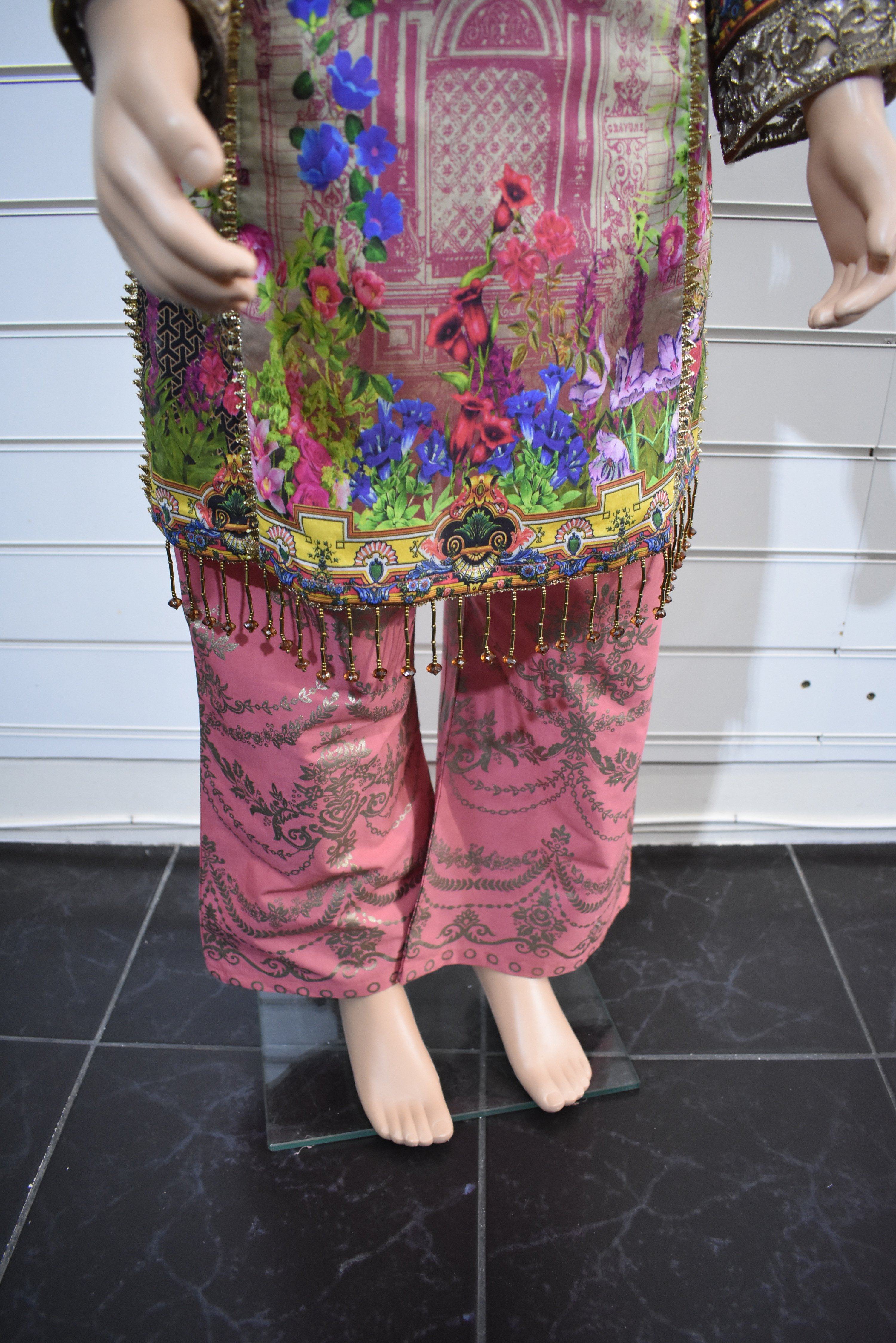 Simrans Kids Digital Print Outfit with Printed Sharara Trousers AL21K - Stylish Ethnic Wear for Girls' Parties & Festivals