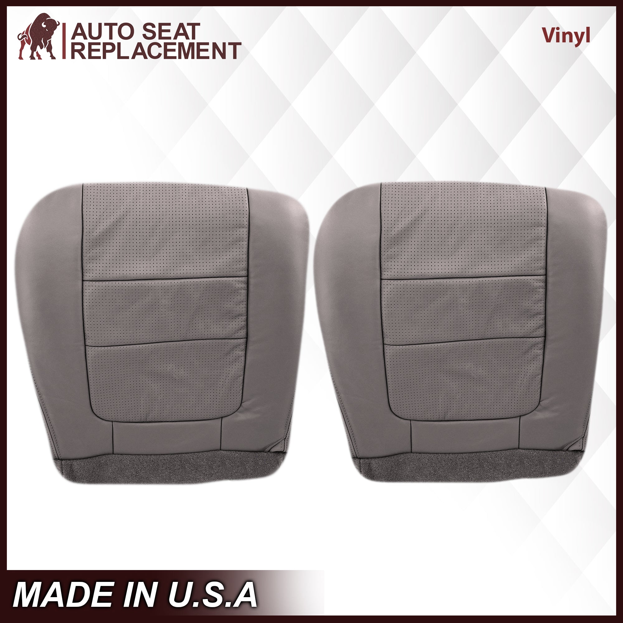 2001 Ford F250 F350 Lariat Perforated Seat Covers - Premium Gray Leather or Vinyl Replacement - Perfect for Truck Upgrades & Road Trips