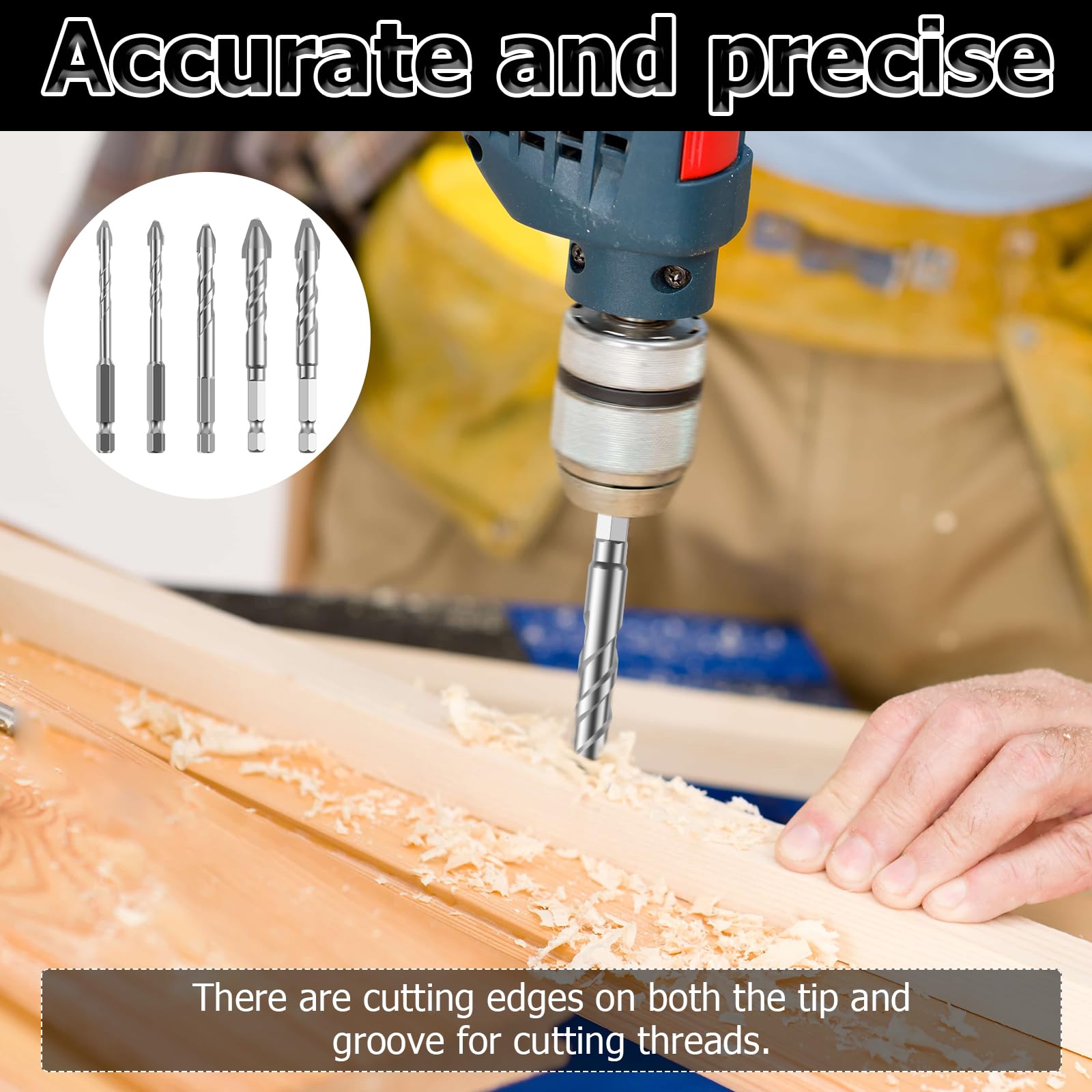 5-Piece Oblique Head Eccentric Drill Bit Set - 6/8/10/12mm Crooked Tip Metal Drill Bits for Tile, Ceramic, Glass & Concrete - Durable Ceramic Concrete Drill Bits for Professional & DIY Projects (Perfect for Bathroom Renovations, Kitchen Backsplash Installations & Masonry Work)