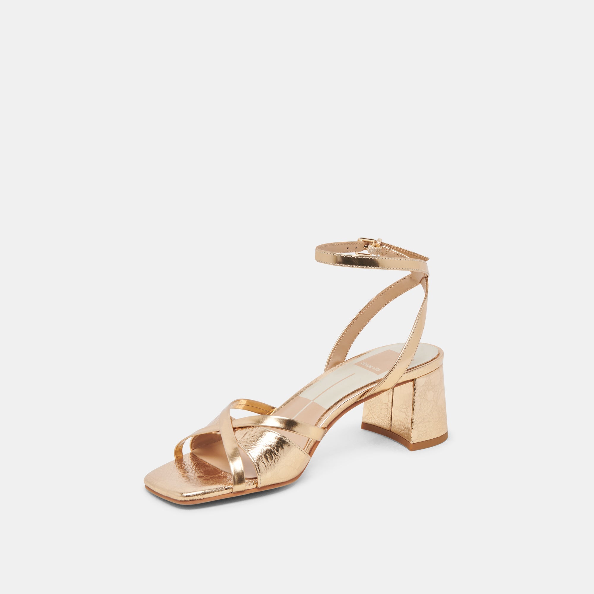 BLAKLY Women's Gold Distressed Leather Heels - Comfortable High Heel Shoes for Party, Wedding & Evening Events