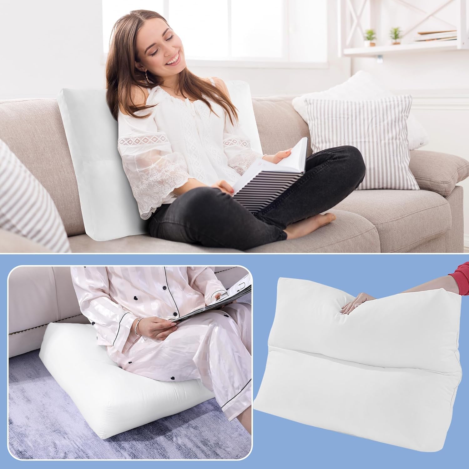 Premium Shredded Foam Couch Back Cushions Replacement - Supportive Sofa Cushion Stuffing Fill with Fluffy Quilted Design - Lumbar Support Pillow for Sofa (35