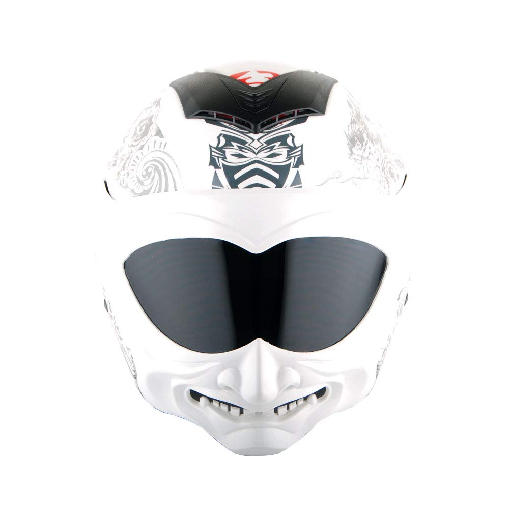 Martian Motorcycle Open Face Fiberglass Dual Visor Helmet - Classic Scooter & Bike Samurai Style HB_609 with Extra Clear Shield - Perfect for Urban Commuting & Vintage Bike Rides