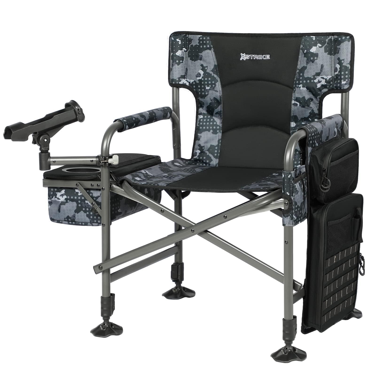 **Adjustable Folding Fishing Chair with Rod Holder & Cooler Bag - Portable Ice Fishing Chair for Adults, Outdoor Camping, Lawn, Patio & Garden - Perfect for Fishing Trips, Camping & Backyard Relaxation**