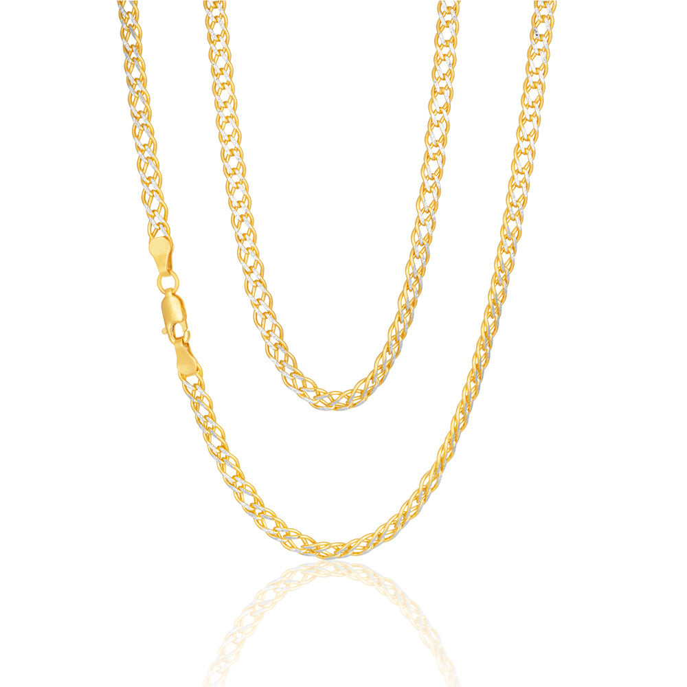 9ct Two Tone Gold Filled 45cm Double Curb Chain Necklace for Women - Elegant Layering Piece for Everyday Wear & Special Occasions