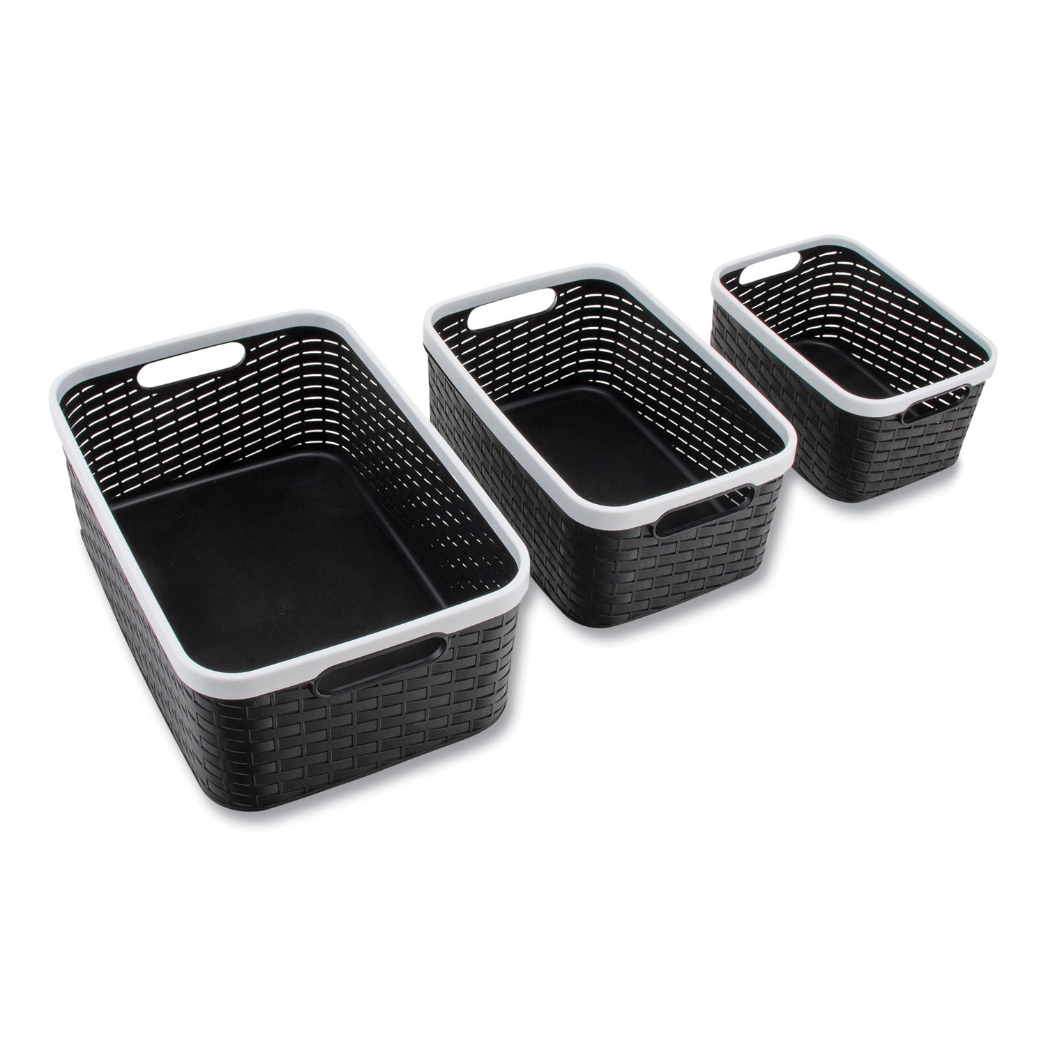 Advantus Open Lid Storage Bins - Set of 3 in Black & White - Multi-Size Organizer for Home, Office & Closet Organization - Perfect for Toys, Clothes & Craft Supplies Storage
