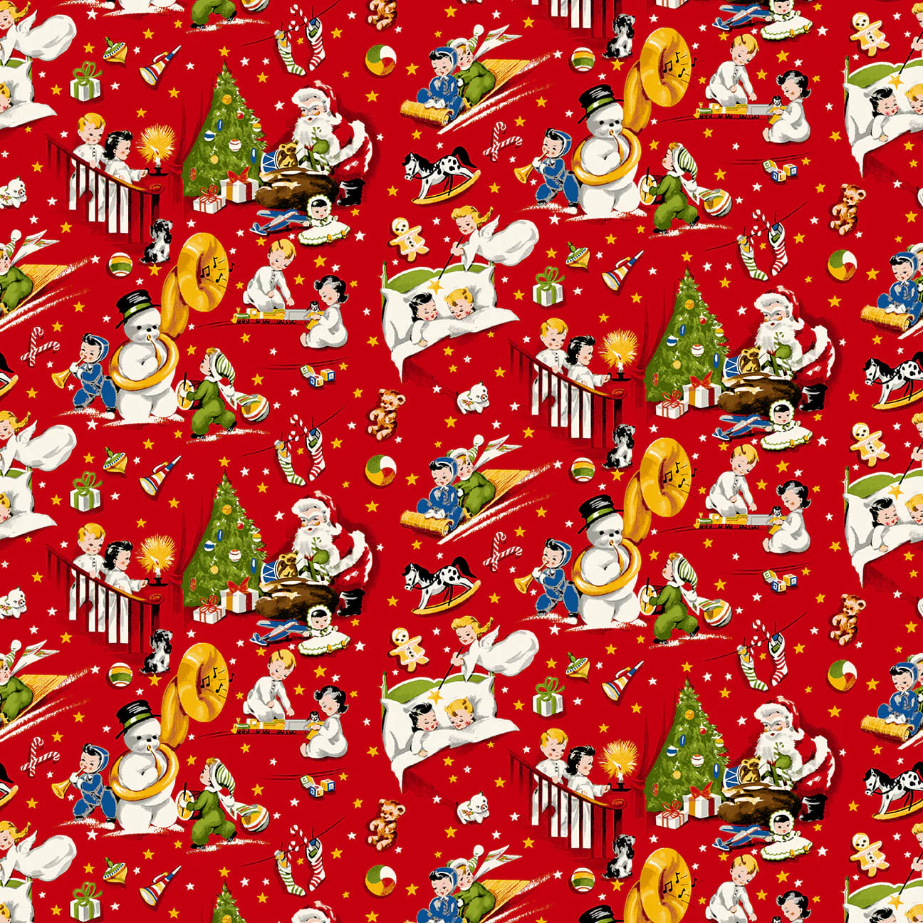 Buttermilk Basin Vintage Christmas Morning Red Fabric by the Yard - Holiday Quilting, DIY Decor & Seasonal Crafts for Festive Home Projects