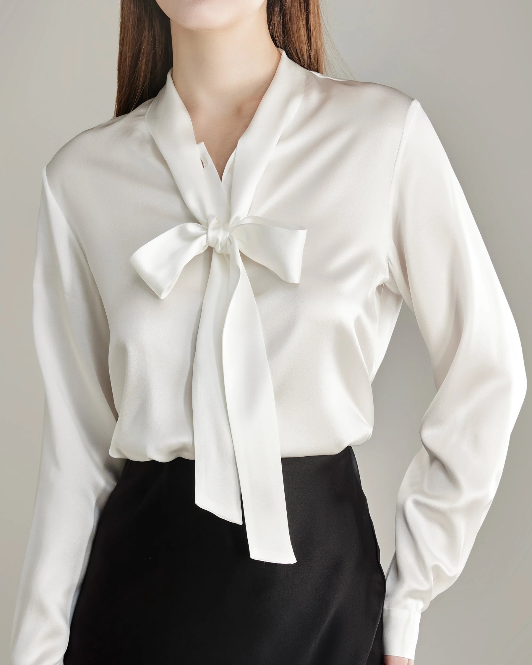 Elegant Silk Bow Tie Blouse for Women - Fashionable & Comfortable Ladies Top for Office, Party & Special Occasions