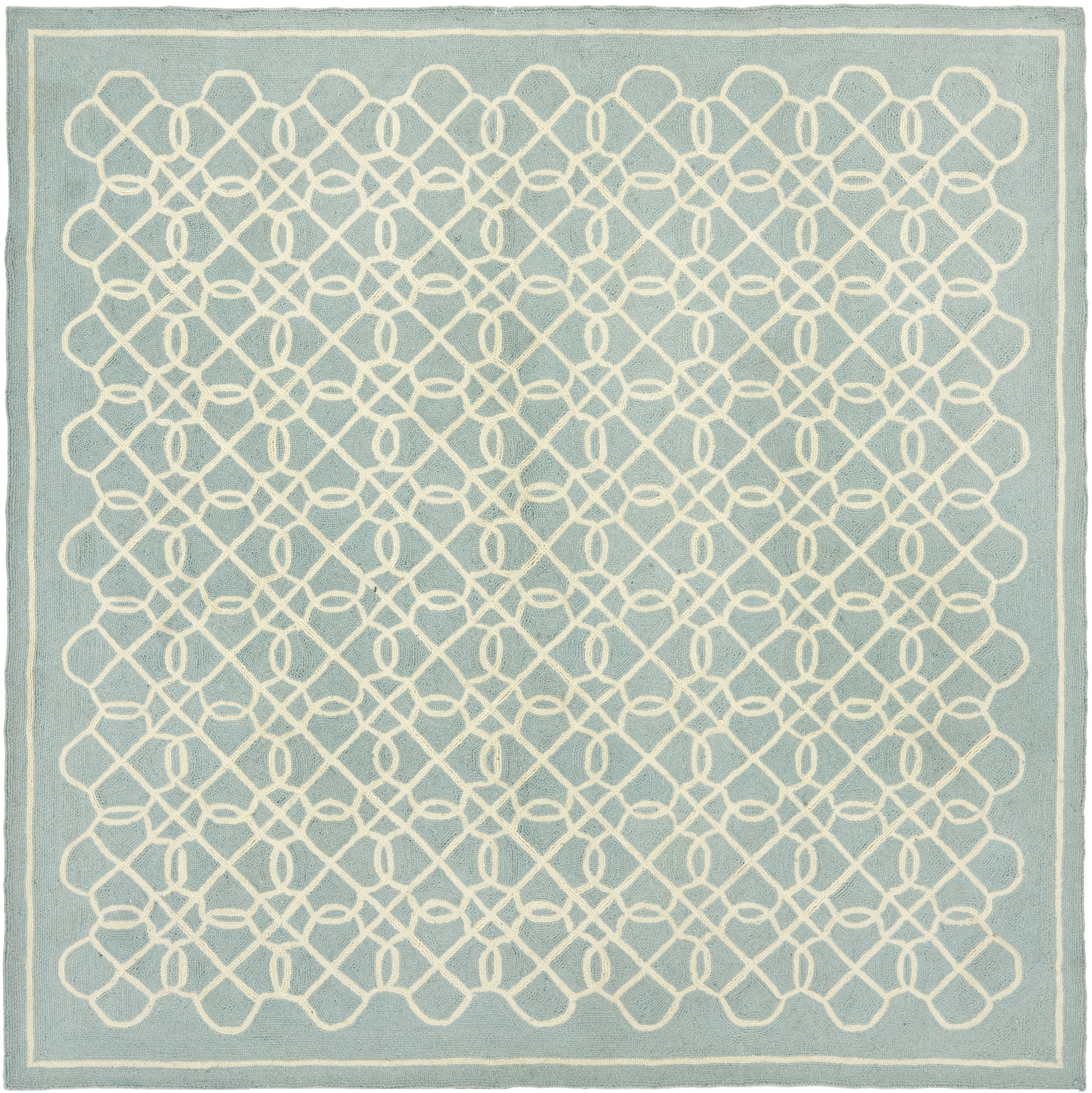 SAFAVIEH Chelsea Collection 6'x6' Blue & Ivory Wool Area Rug - Hand-Hooked French Country Design for Living Room, Bedroom & Dining Room Decor